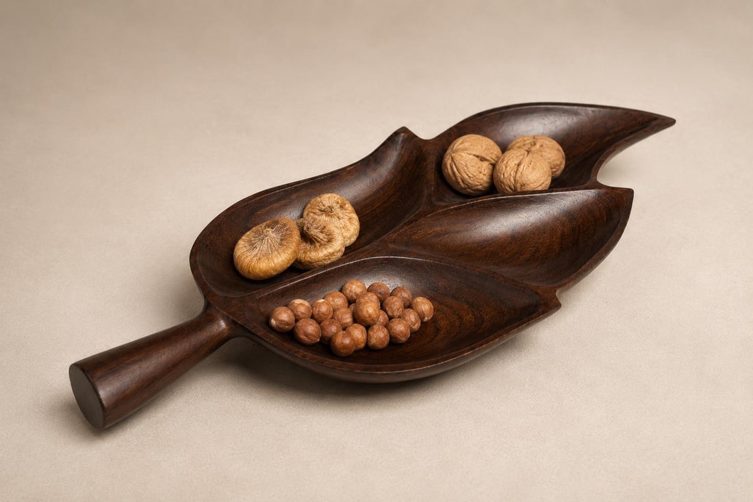 1960s Brazilian Rosewood Leaf-Form Serving Tray / Sculptural Organic Modern Hand-Carved Tray / Mid-C - 12