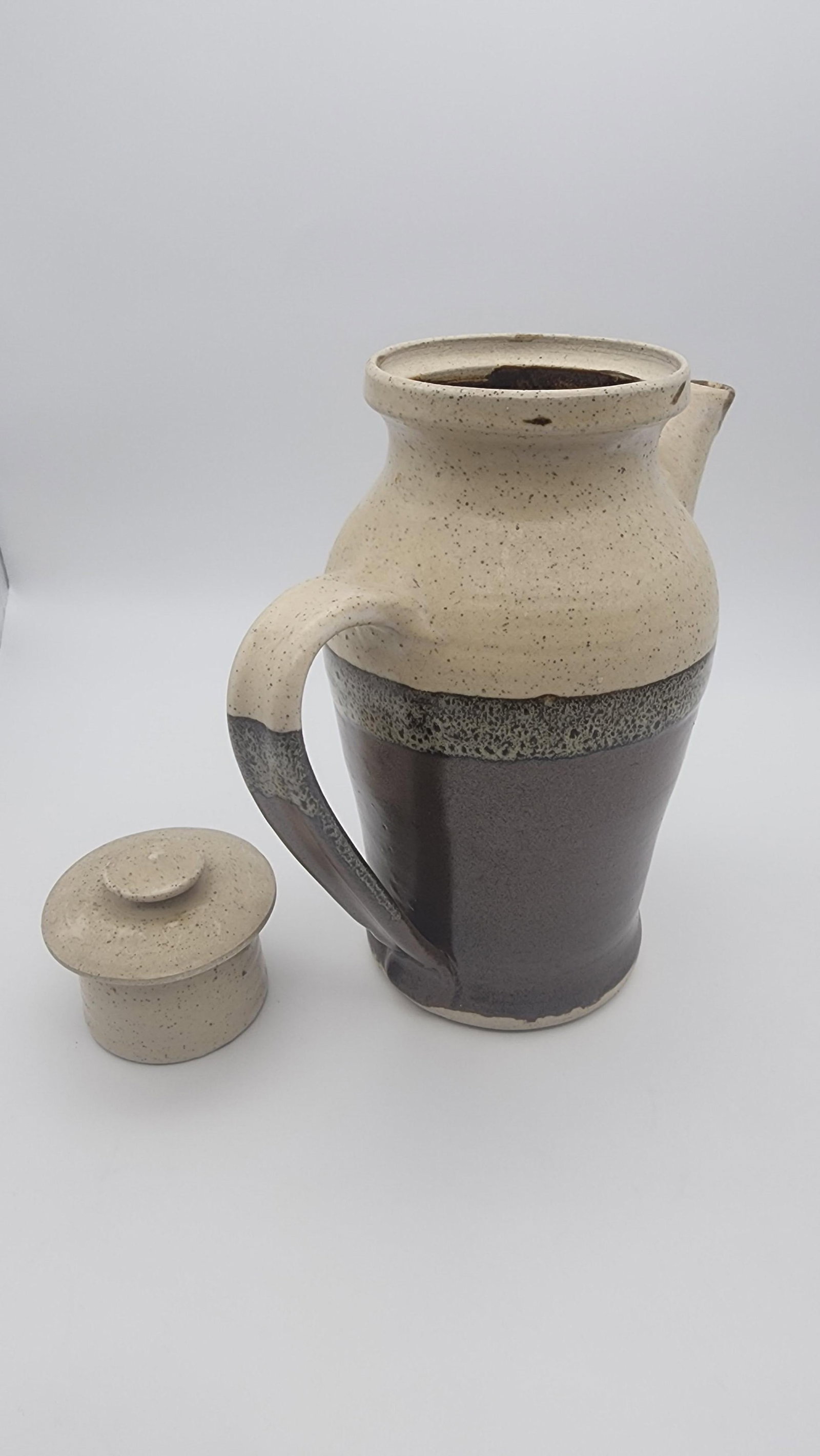 Vintage Studio Pottery Tall Pitcher with Lid - 10