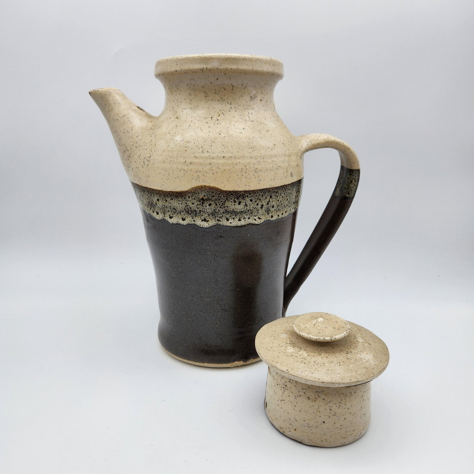 Vintage Studio Pottery Tall Pitcher with Lid - 2