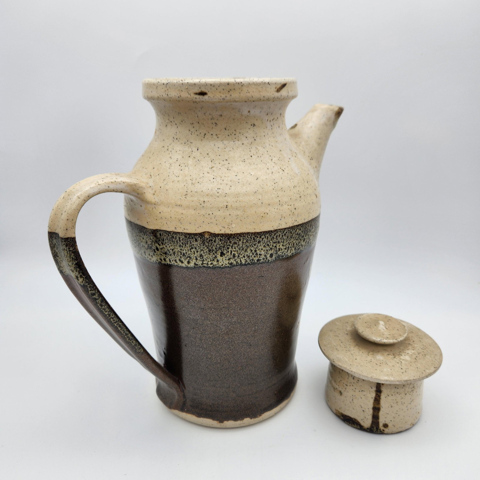 Vintage Studio Pottery Tall Pitcher with Lid - 4
