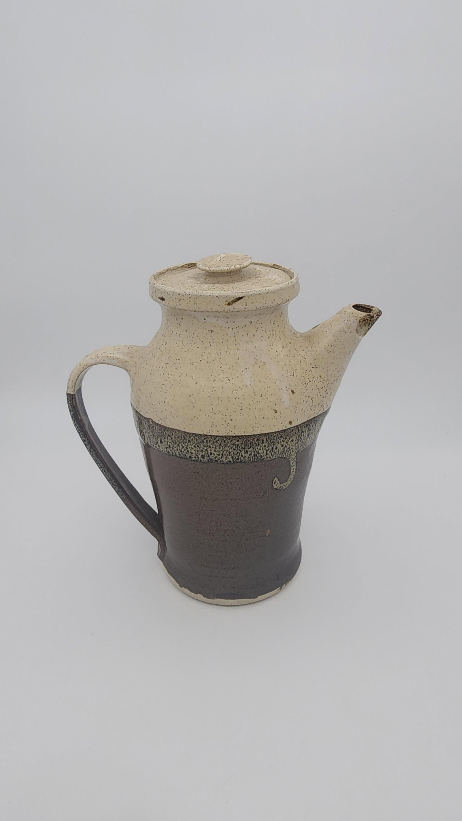 Vintage Studio Pottery Tall Pitcher with Lid - 5