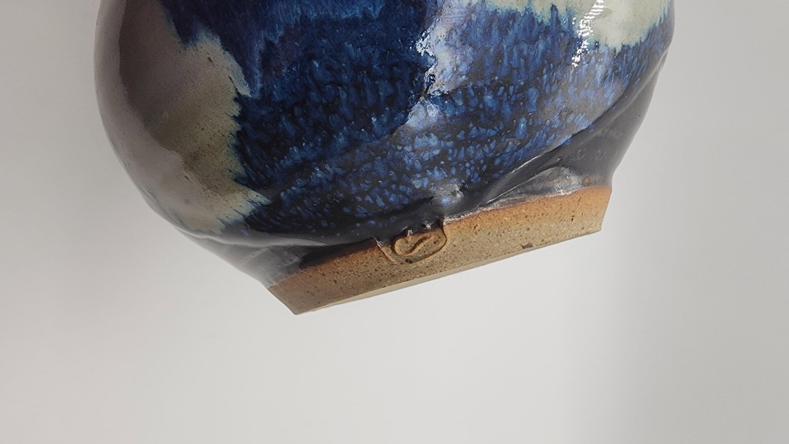 Mid 20th Century Studio Pottery Teapot with Bentwood Handle and Cobalt Drip Glaze - 8