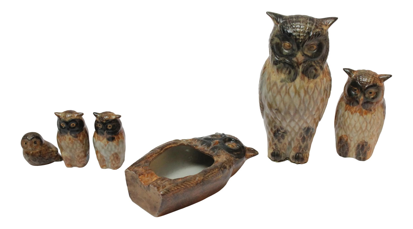 Collection of Six Mid-Century Japanese Modern Ceramic Owl Figurines (1 of 12)