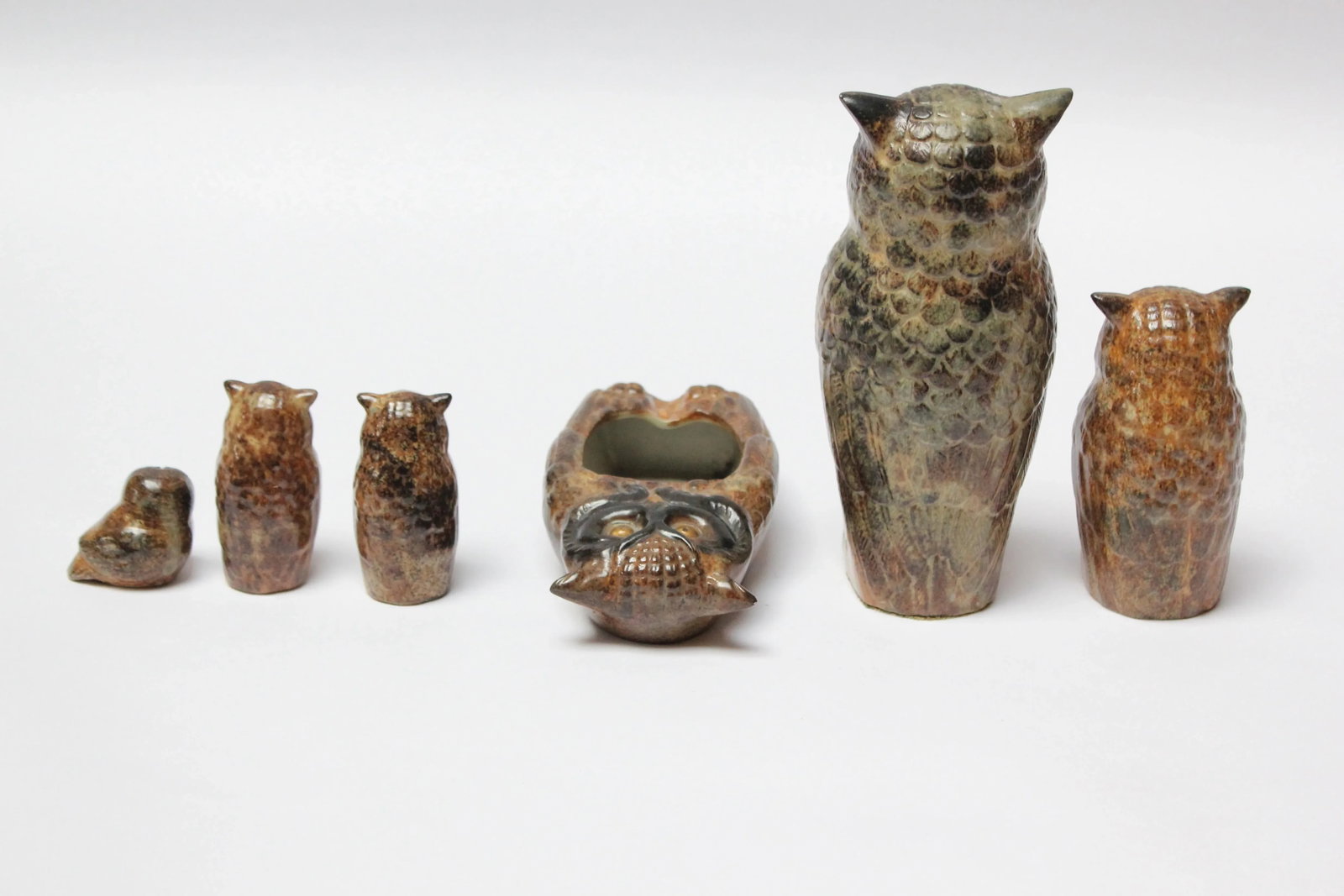 Collection of Six Mid-Century Japanese Modern Ceramic Owl Figurines - 3