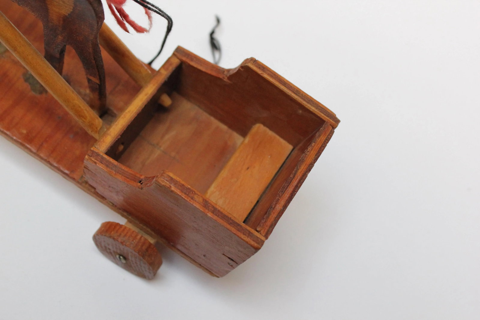 Hand-Carved Folk Art Horse Pulled Cart - 10