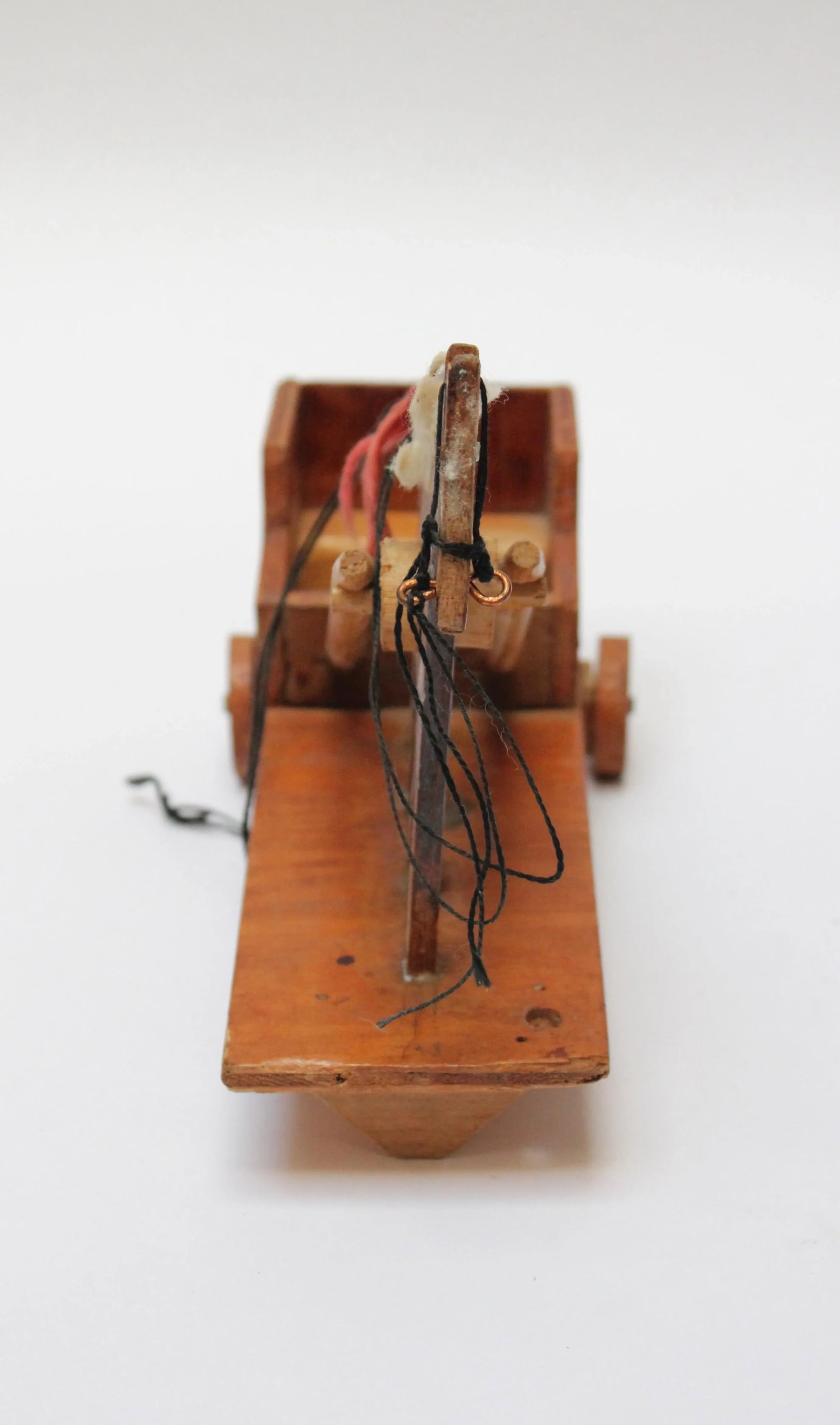 Hand-Carved Folk Art Horse Pulled Cart - 3