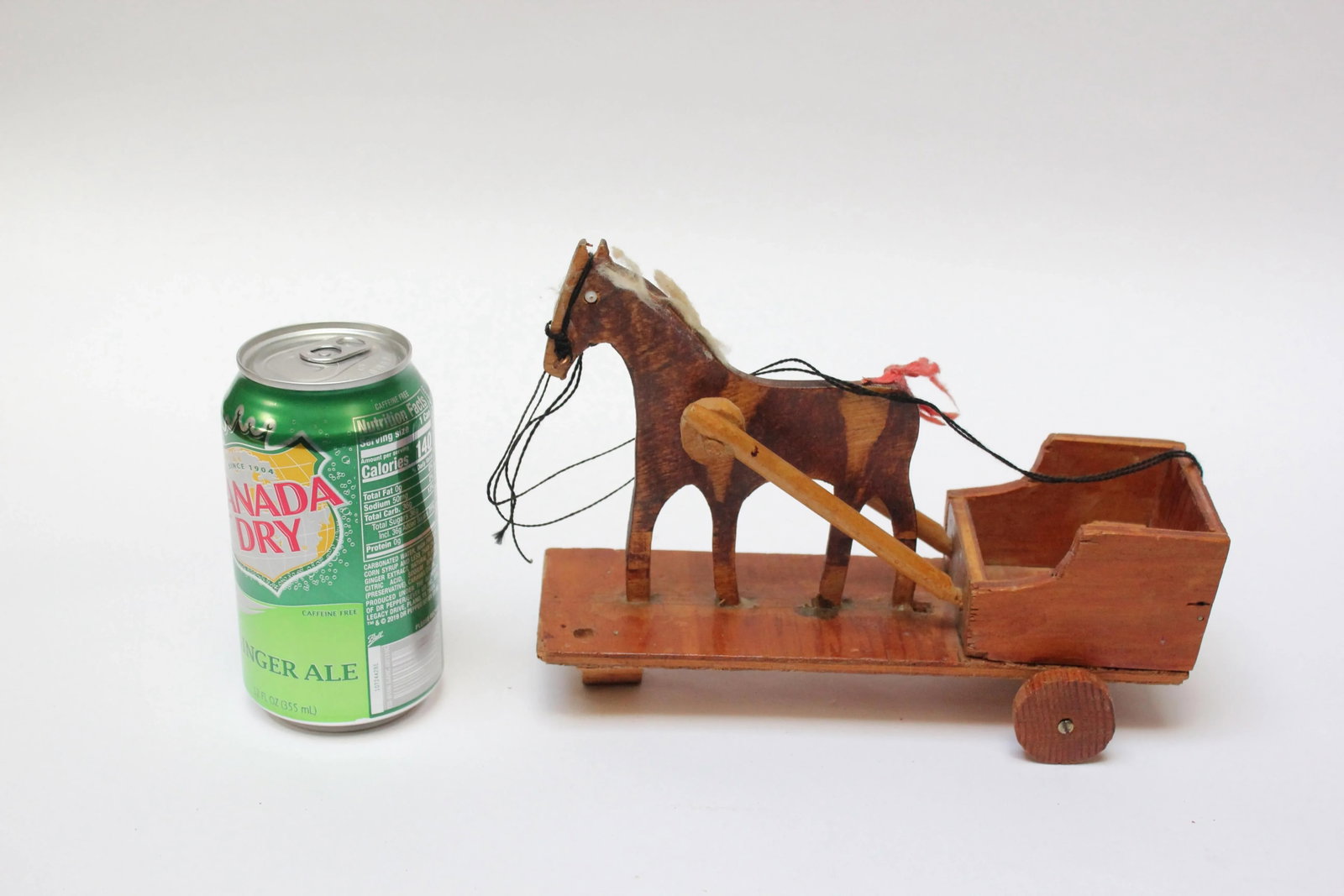 Hand-Carved Folk Art Horse Pulled Cart - 4