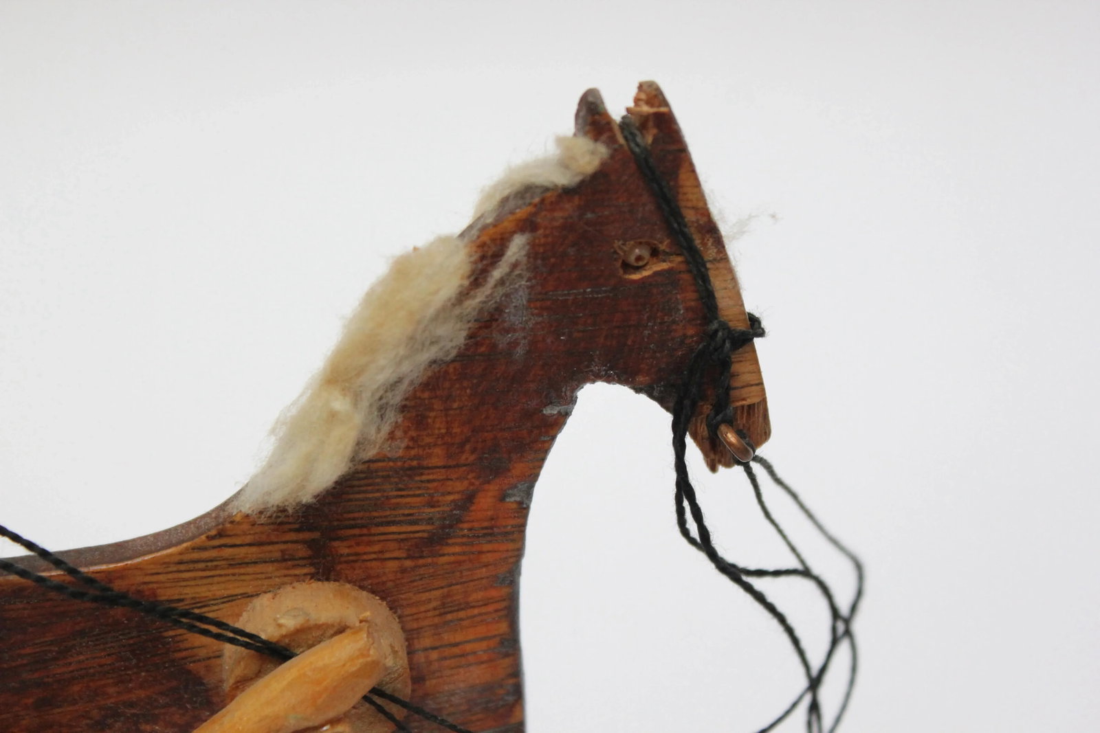 Hand-Carved Folk Art Horse Pulled Cart - 5