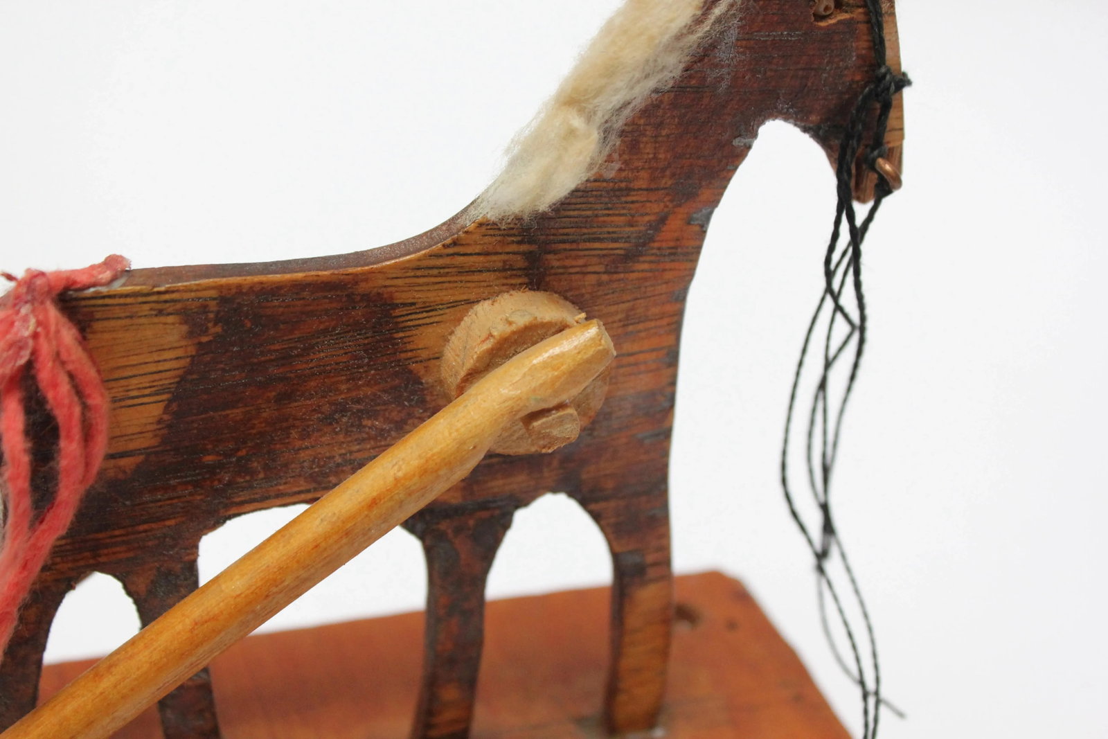 Hand-Carved Folk Art Horse Pulled Cart - 6