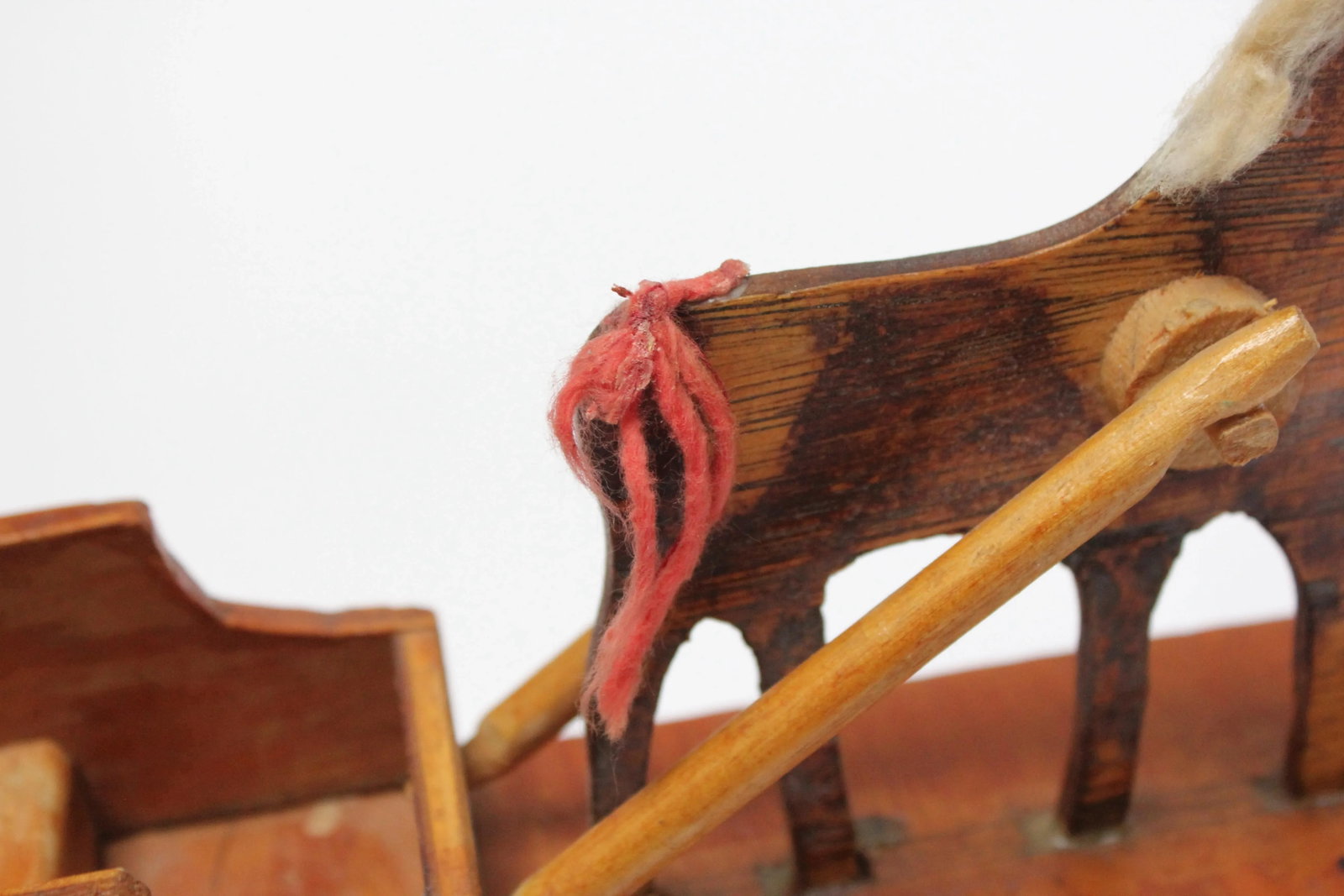 Hand-Carved Folk Art Horse Pulled Cart - 7
