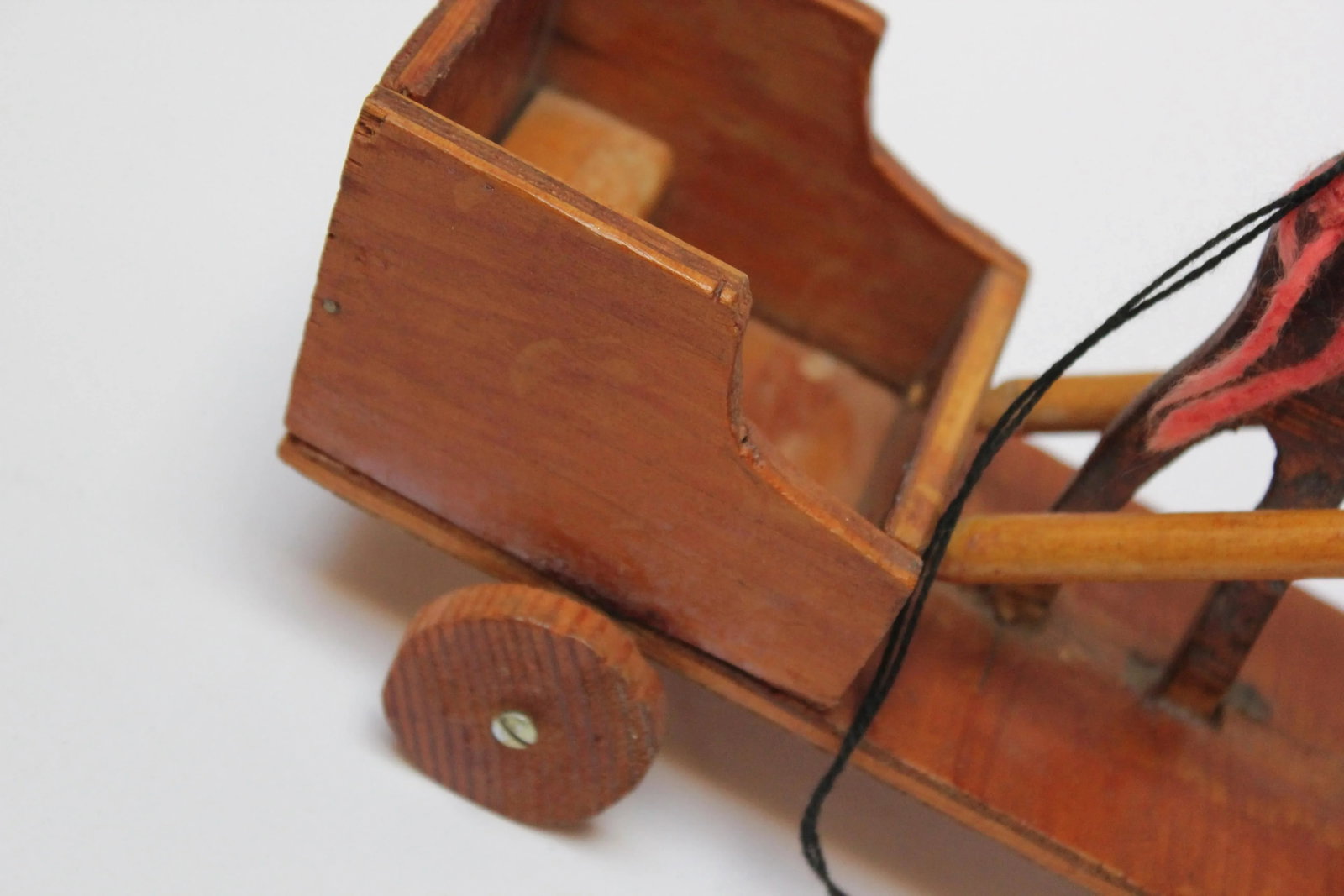 Hand-Carved Folk Art Horse Pulled Cart - 9