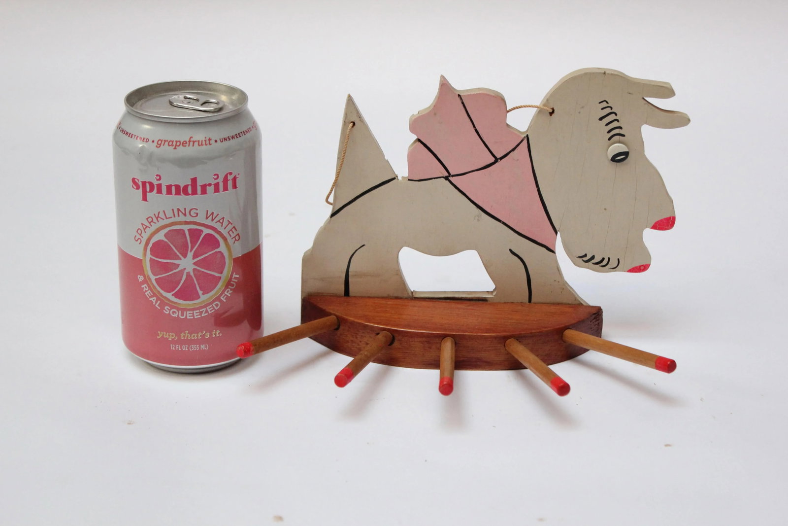 Folk Art Hand-Carved and Painted Scottie Dog Washcloth / Key Rack - 6