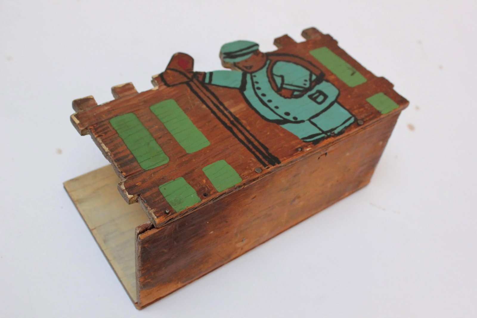 Vintage Folk Art Wooden "Postman" Letter Holder - 5