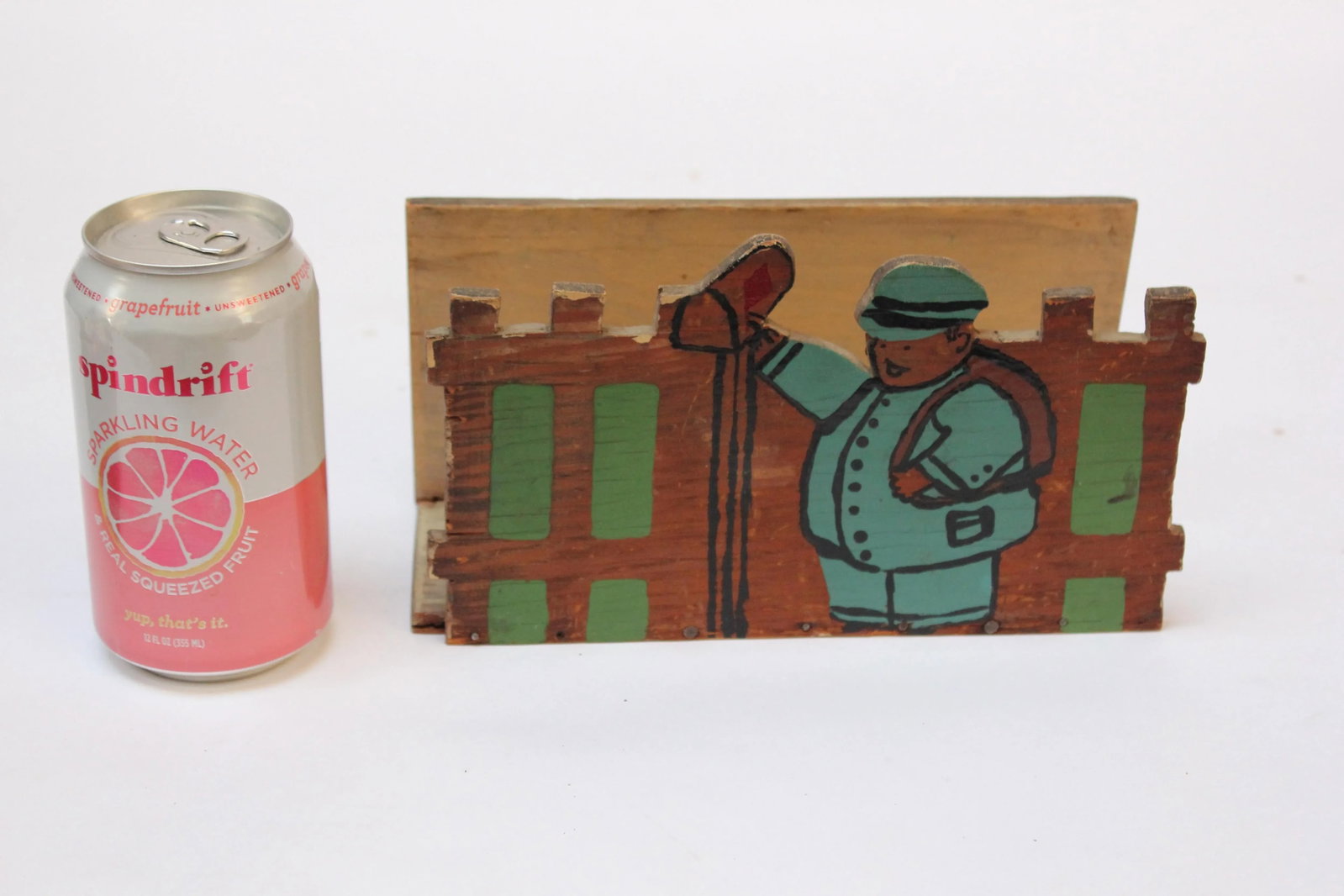 Vintage Folk Art Wooden "Postman" Letter Holder - 7