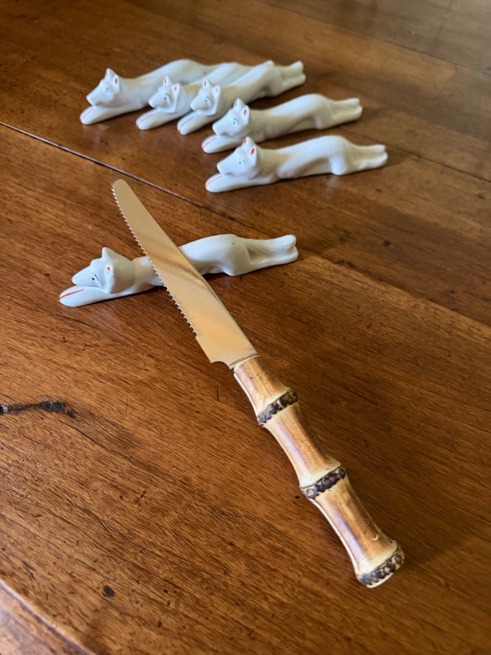 Vintage Art Deco Pfeffer Gotha Porcelain Animal/Fox Knife Rests, Set of 6 - 3