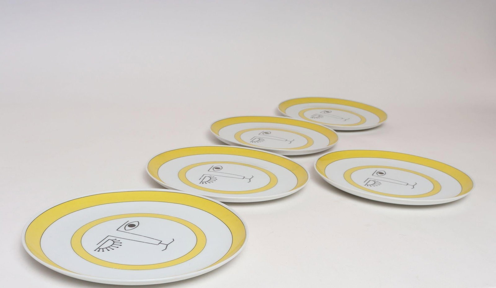 Set of Five Vintage Taste Setter Collection Winking Lion Plates by Sigma Italy - 4