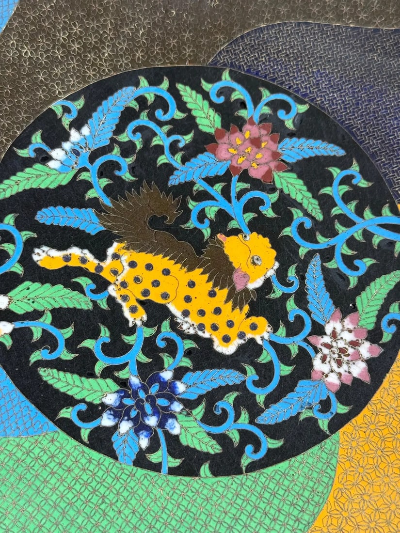 Rare Meiji Period Japanese Cloisonne Charger With Shishi, Circa 1880 - 8