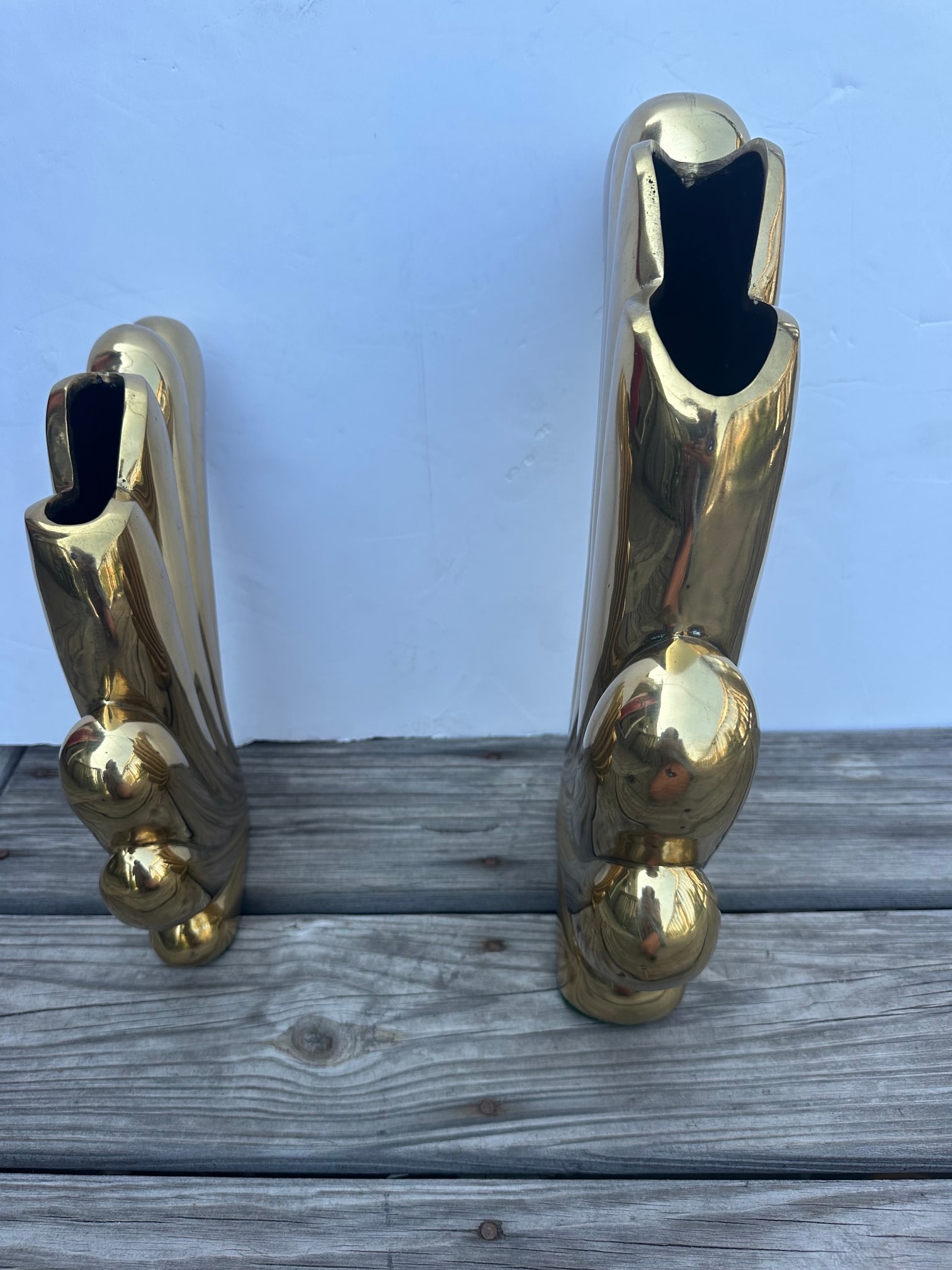 1980s Dolbi Cashier Cast Brass Vases -a Pair - 11
