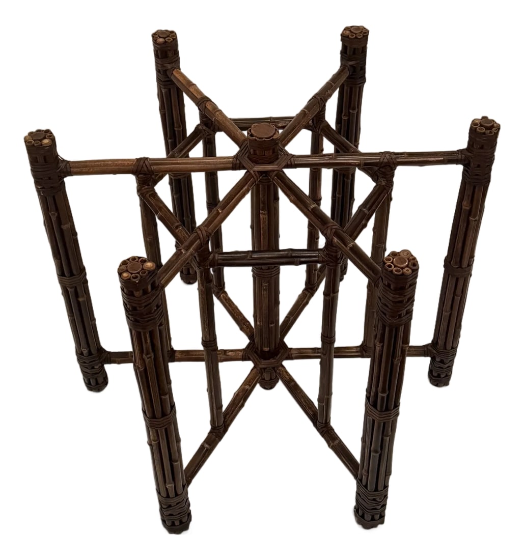 McGuire Organic Modern Bamboo Leather Wrapped Dining Table Base (1 of 9)
