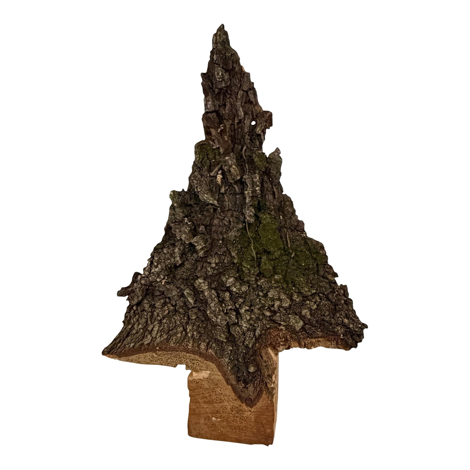 Vintage One of a Kind Handmade Live Edge Tramp, Folk Art Tree Model: Vintage one of a kind live edge, folk, tramp art tree form. Sliced from a tree limb with the crusty bark left adding texture to the piece. Age will be judged by the color of the woods raw side. Unsign