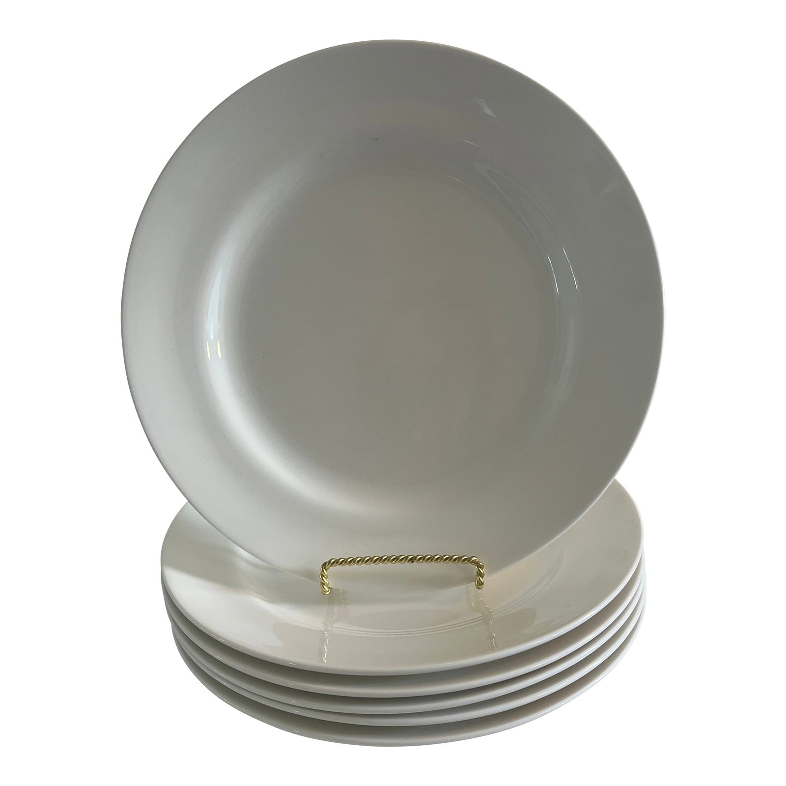 1990s Set of 6 Large White Porcelain Dinner or Service Plates (1 of 8)