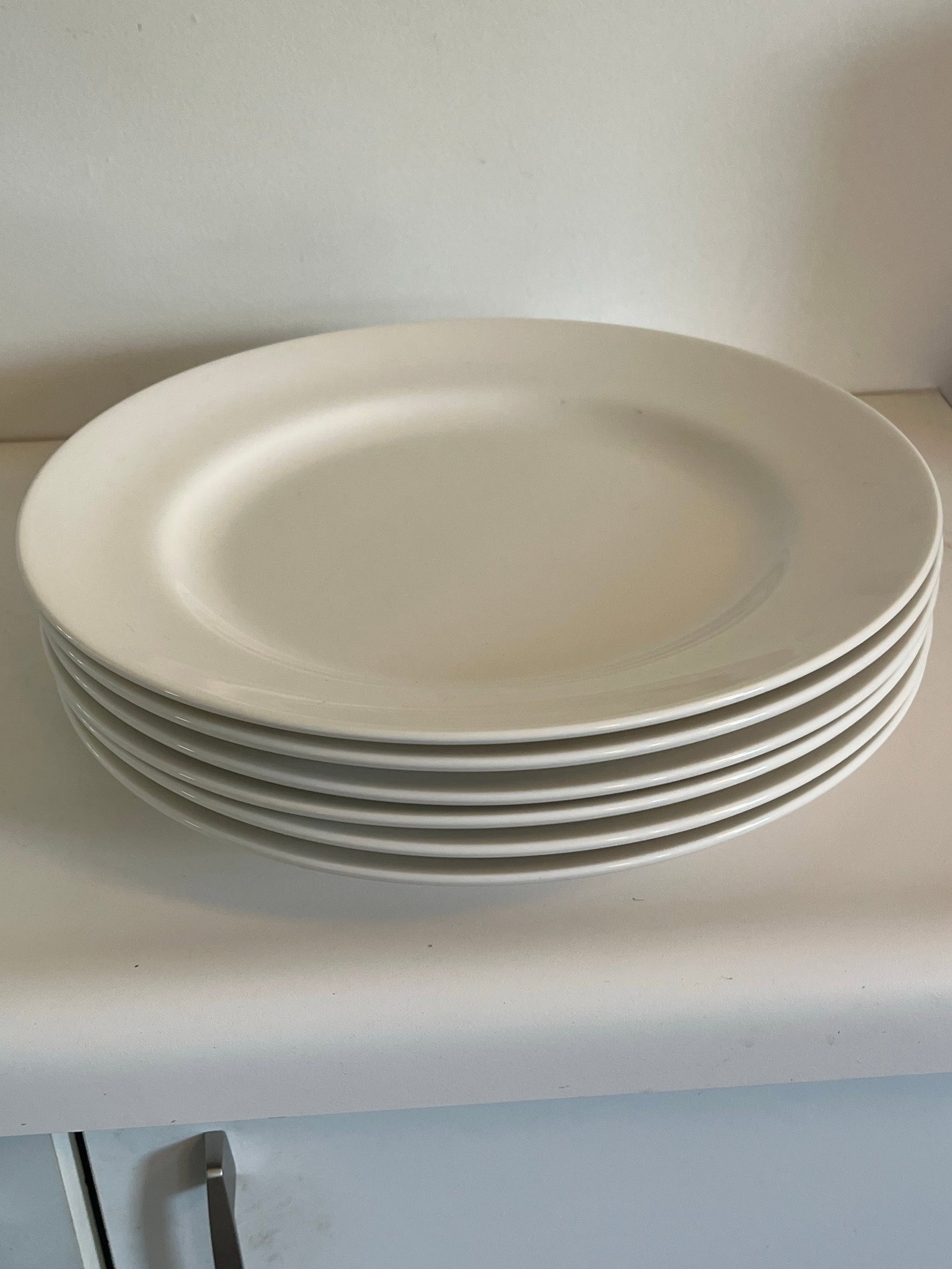 1990s Set of 6 Large White Porcelain Dinner or Service Plates - 2