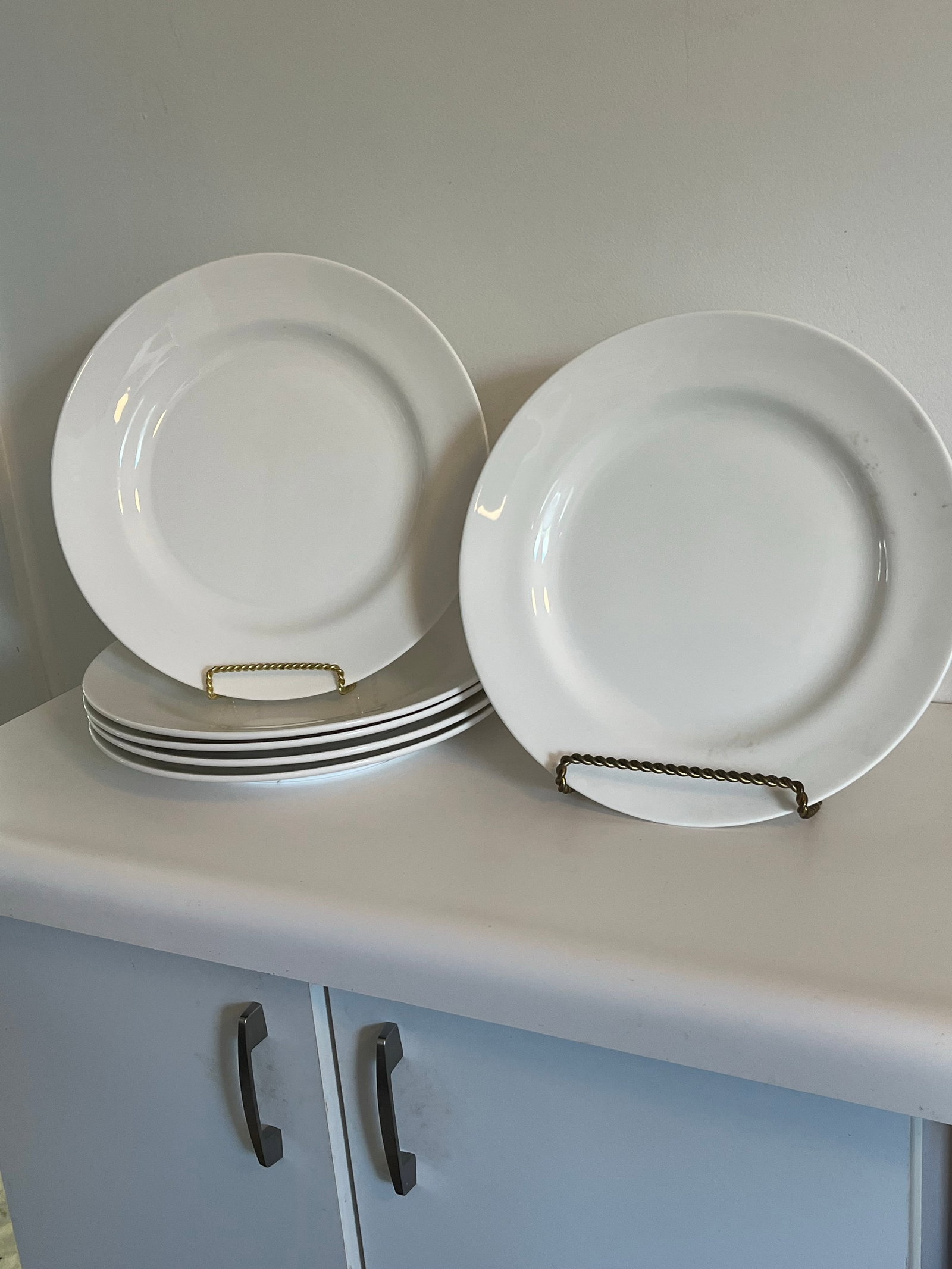1990s Set of 6 Large White Porcelain Dinner or Service Plates - 3