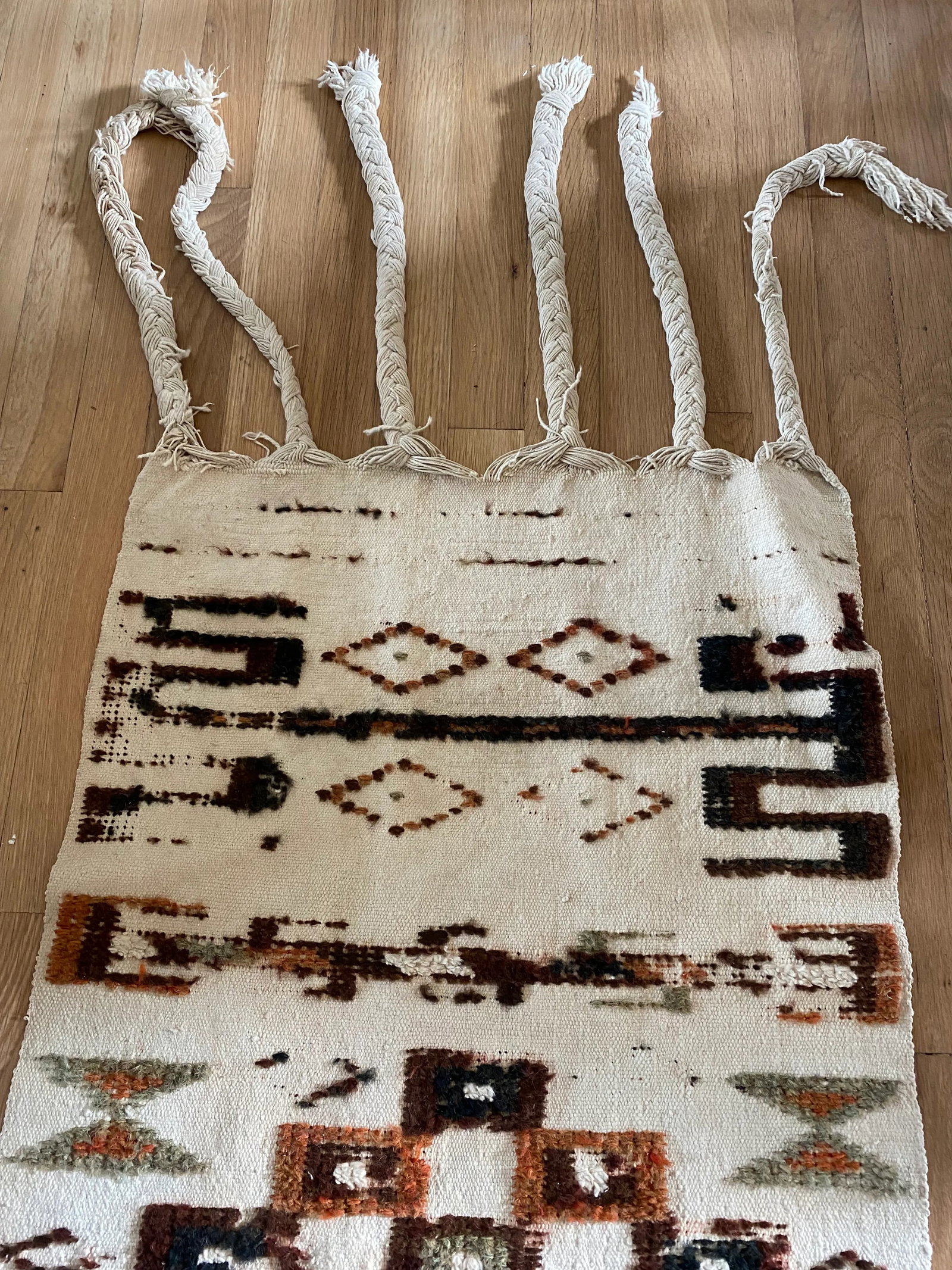 Long Vintage Wool and Cotton Pictorial Textile Runner - 11