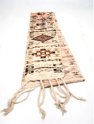 Long Vintage Wool and Cotton Pictorial Textile Runner - 13
