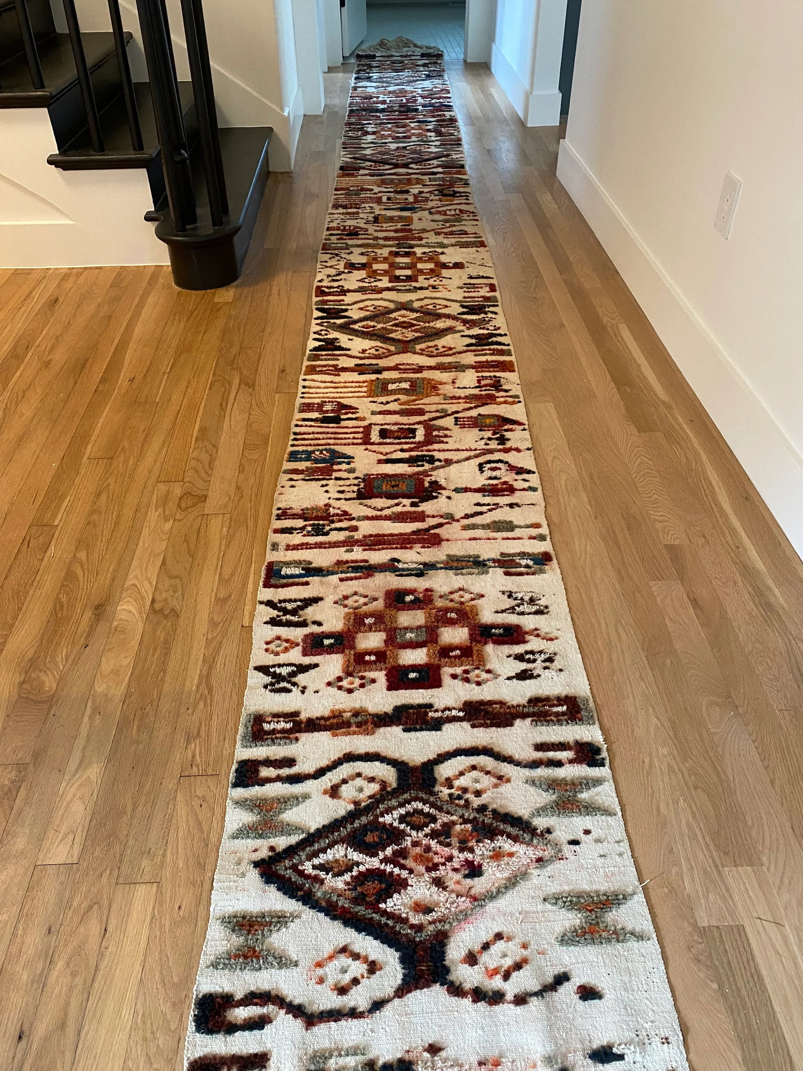 Long Vintage Wool and Cotton Pictorial Textile Runner - 6