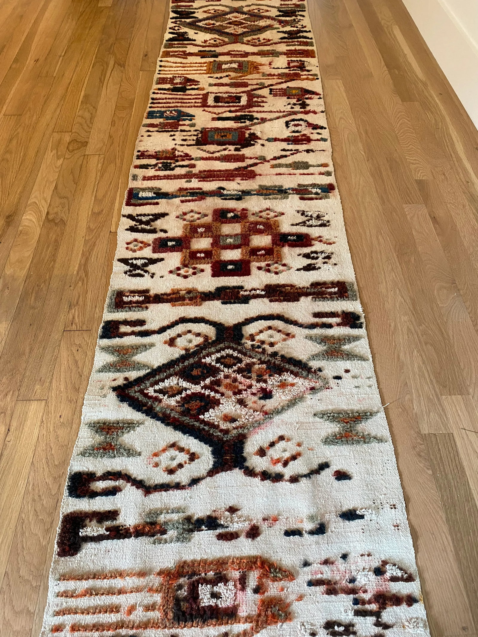 Long Vintage Wool and Cotton Pictorial Textile Runner - 7