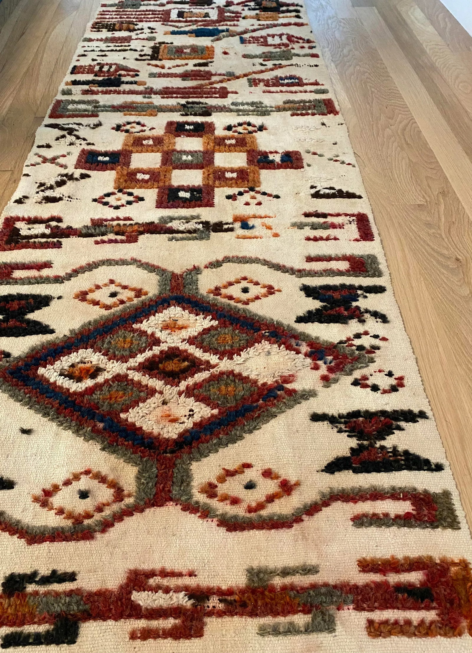 Long Vintage Wool and Cotton Pictorial Textile Runner - 8