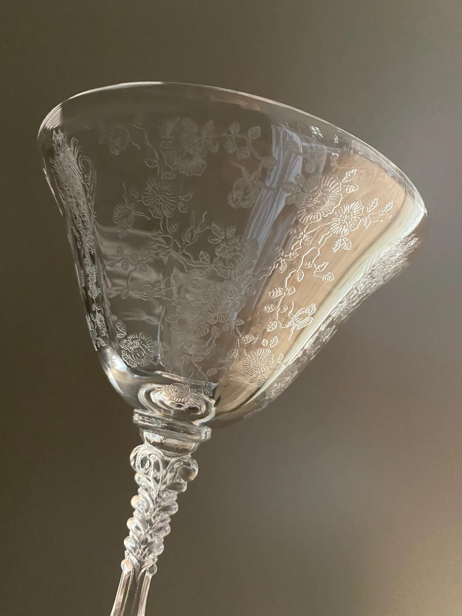 Vintage Etched Floral Glasses - Set of 13 - 10