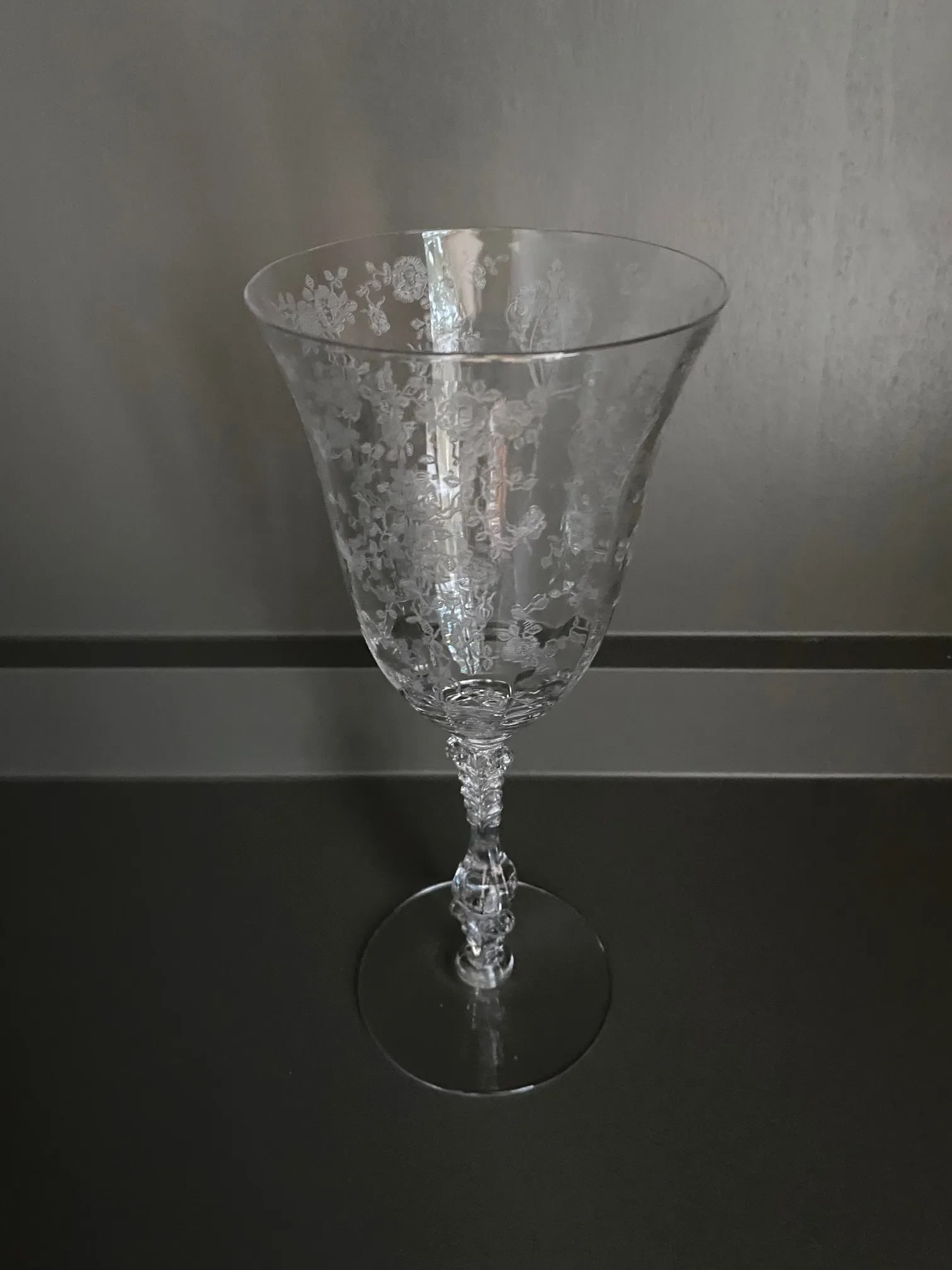 Vintage Etched Floral Glasses - Set of 13 - 7