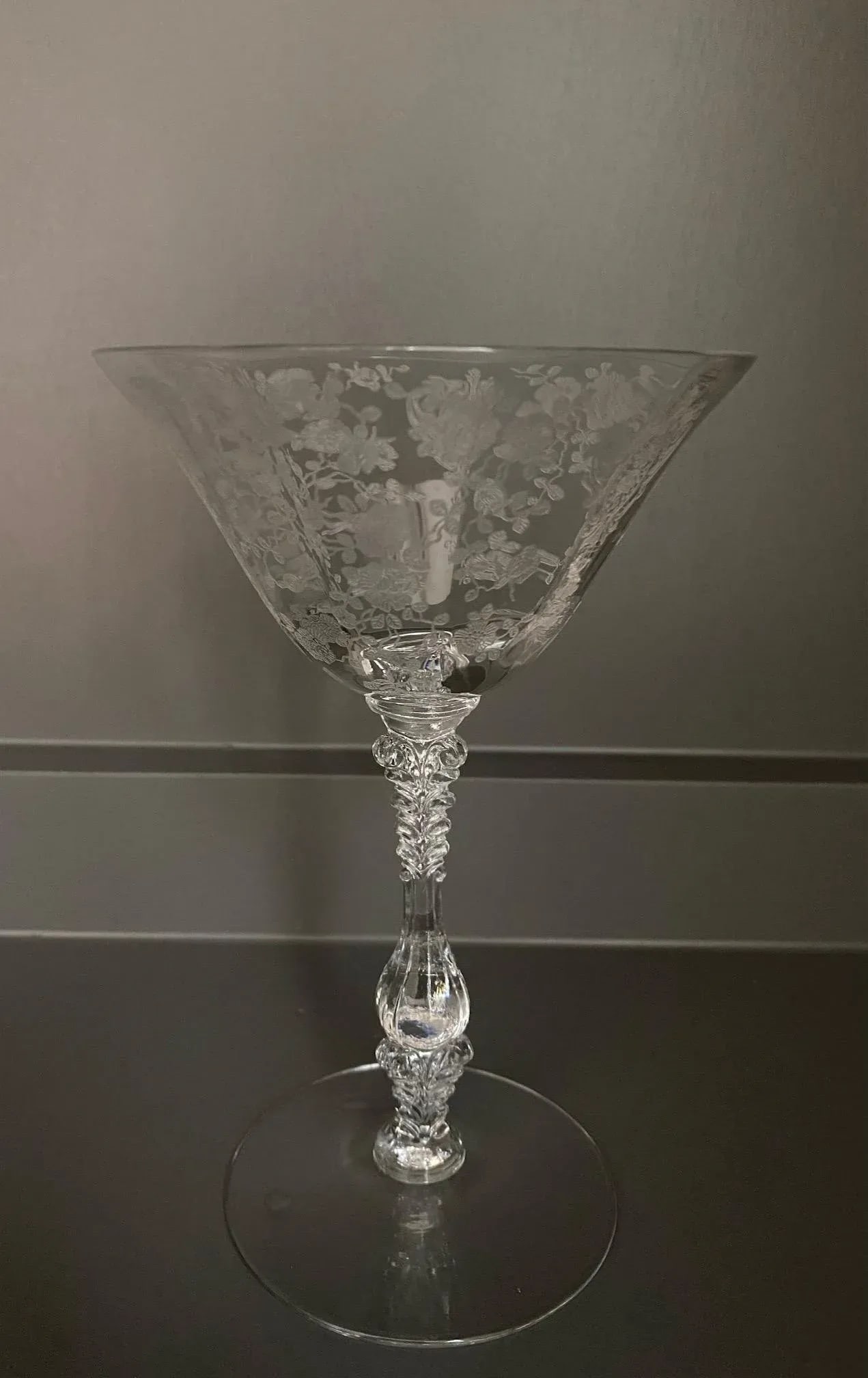 Vintage Etched Floral Glasses - Set of 13 - 8