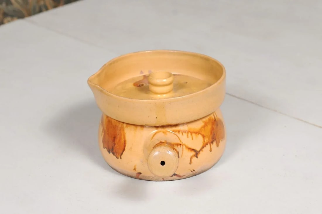 19th Century French Yellow Glazed Pottery Steamer with Lid and Rust Accents - 11