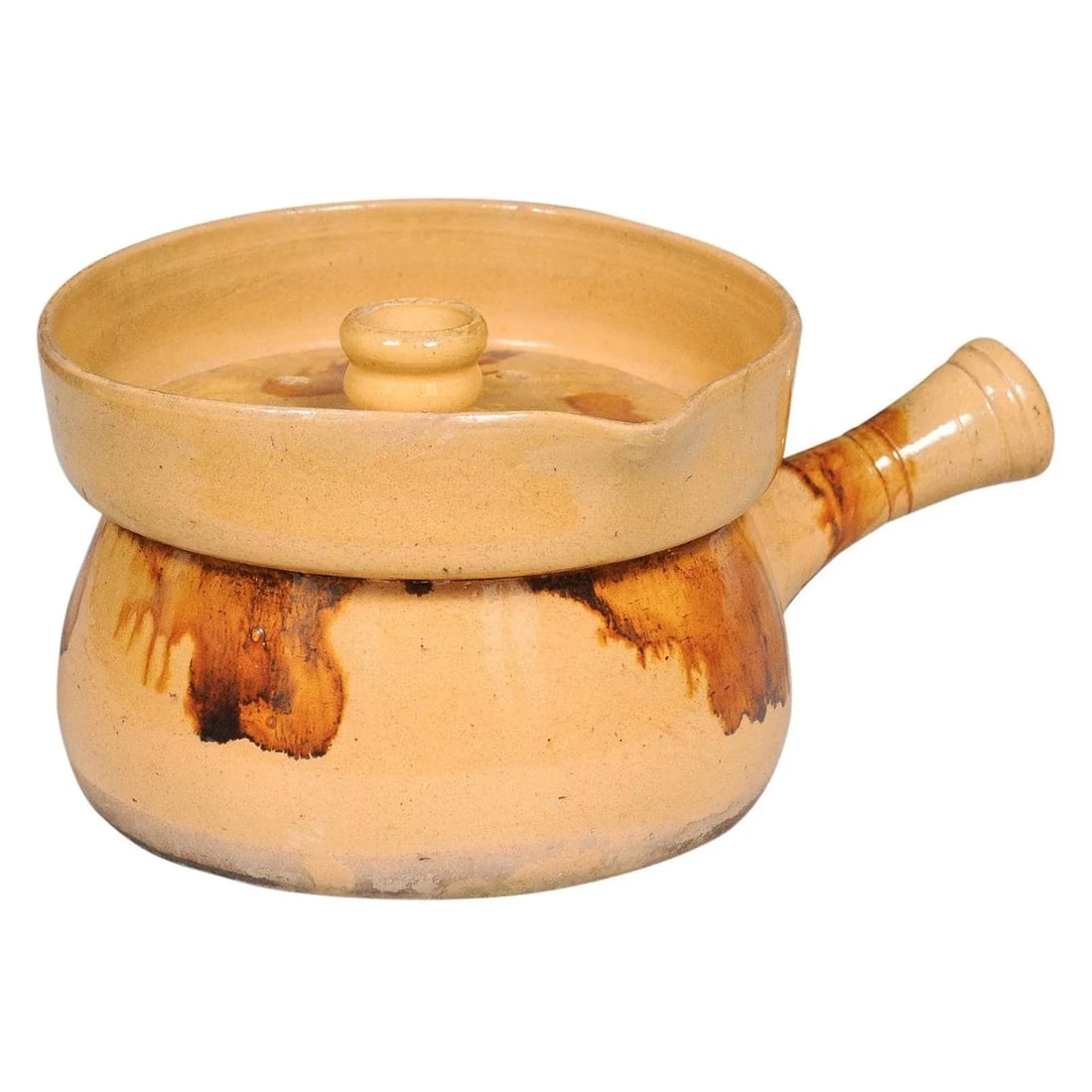 19th Century French Yellow Glazed Pottery Steamer with Lid and Rust Accents - 13