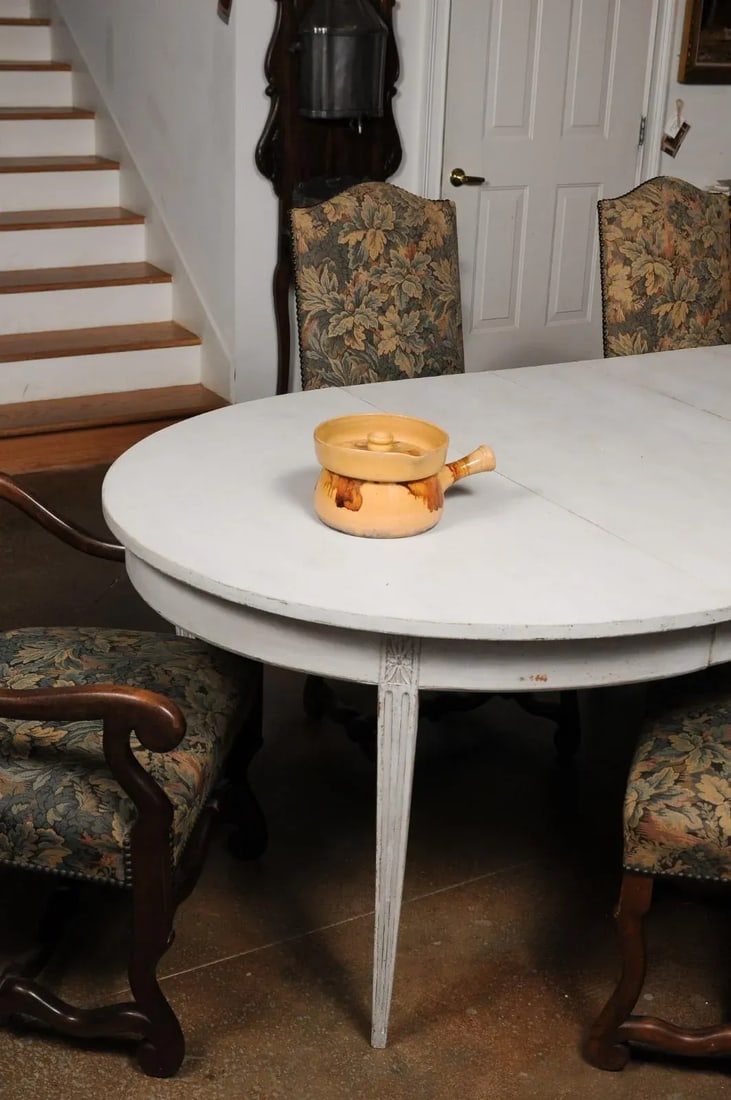 19th Century French Yellow Glazed Pottery Steamer with Lid and Rust Accents - 5