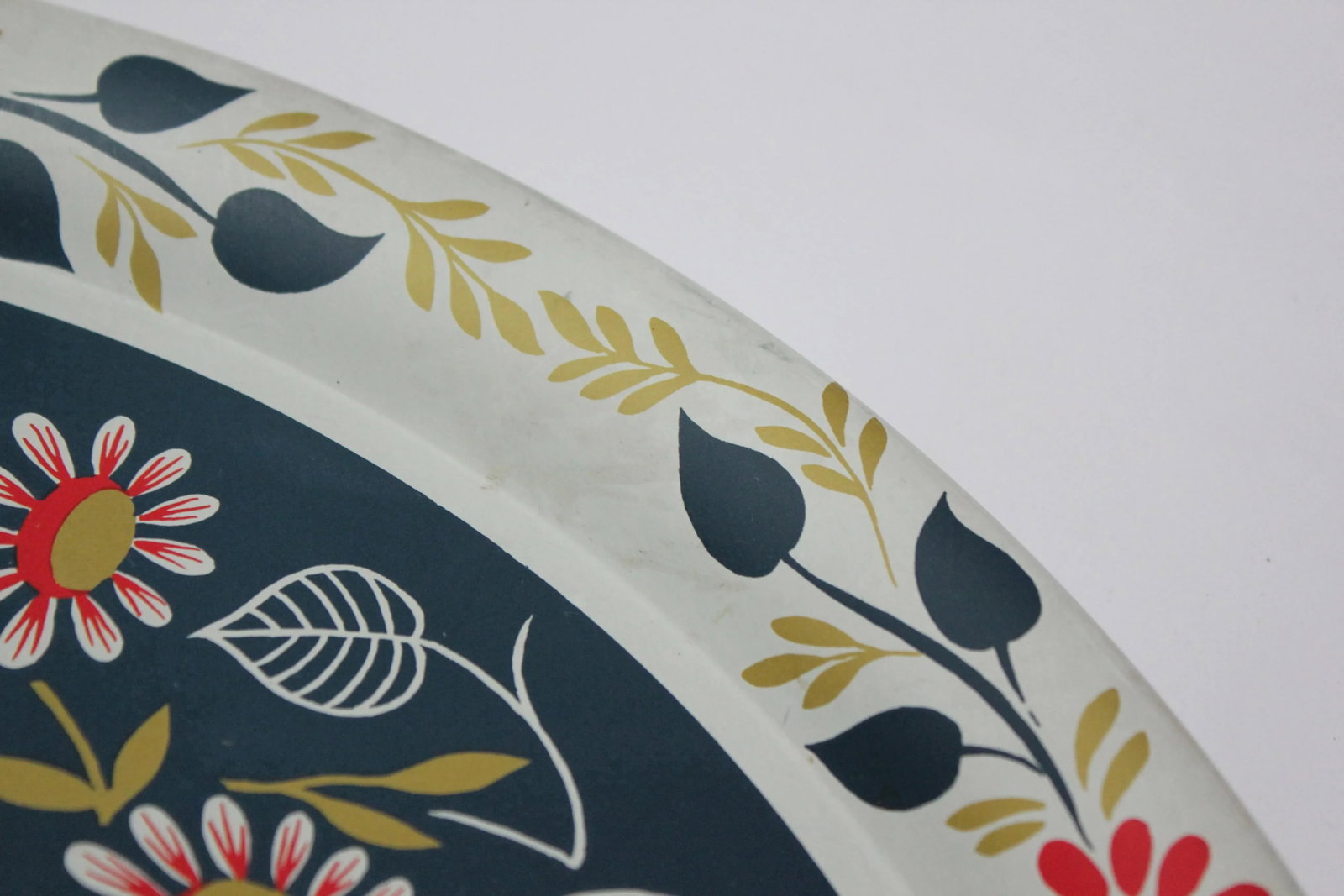 Maxey Folk Art Painted Metal Floral Decorative Tray - 10