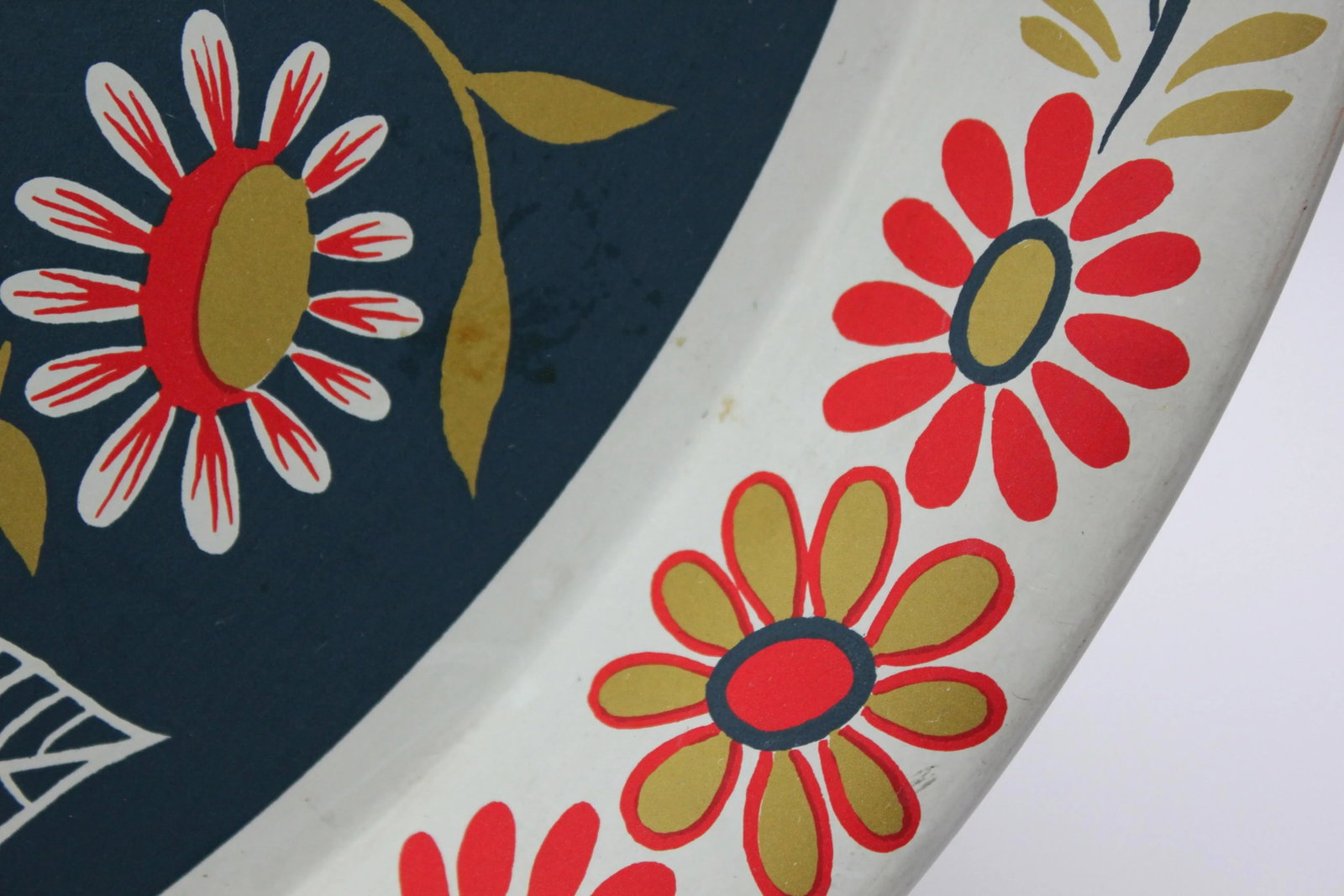 Maxey Folk Art Painted Metal Floral Decorative Tray - 8