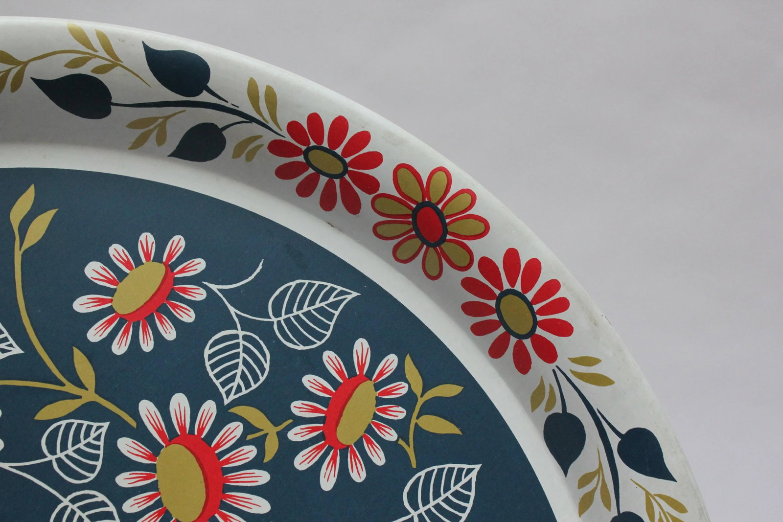 Maxey Folk Art Painted Metal Floral Decorative Tray - 9