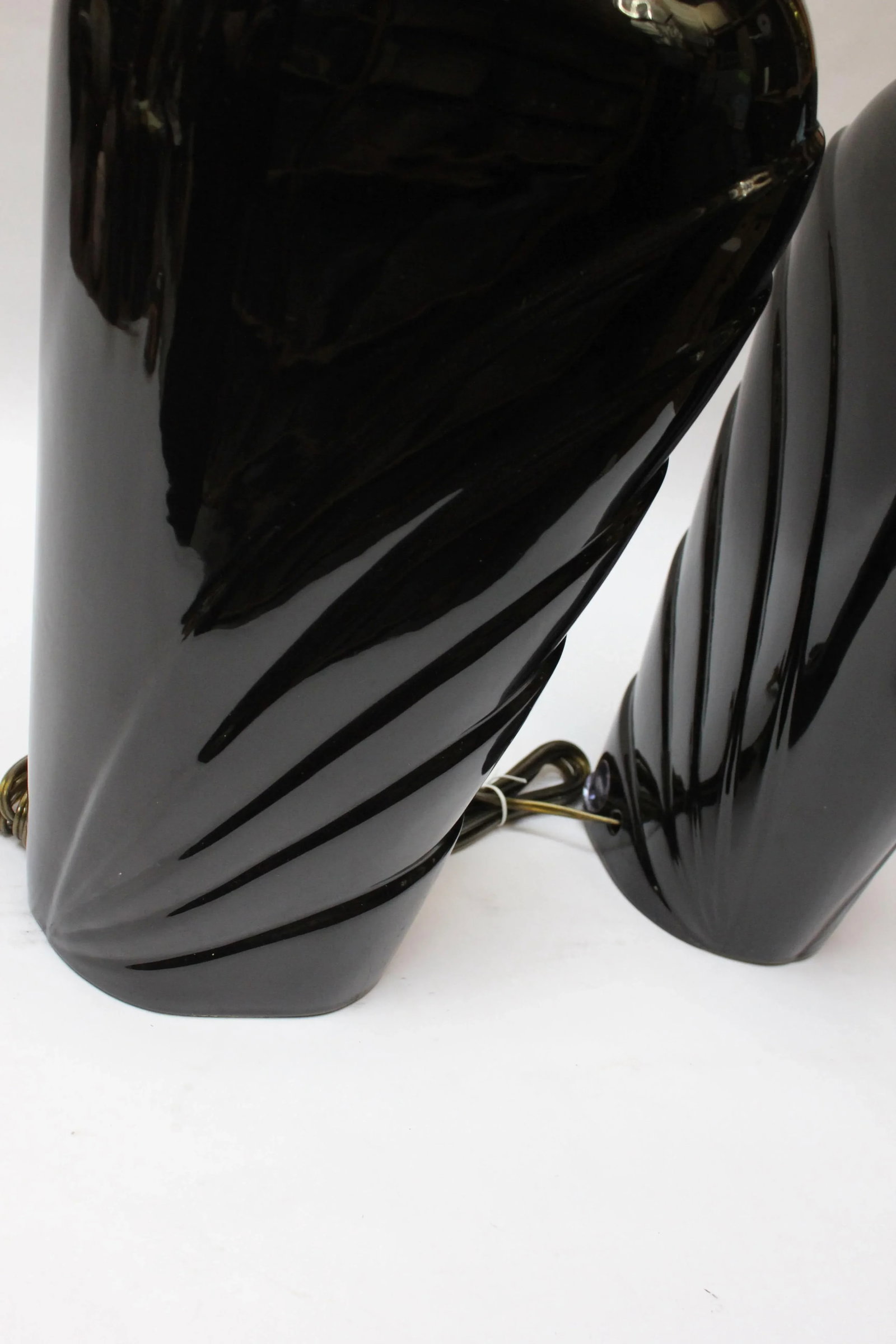 Pair of Postmodern Black Ceramic Table Lamps by O Design - 8