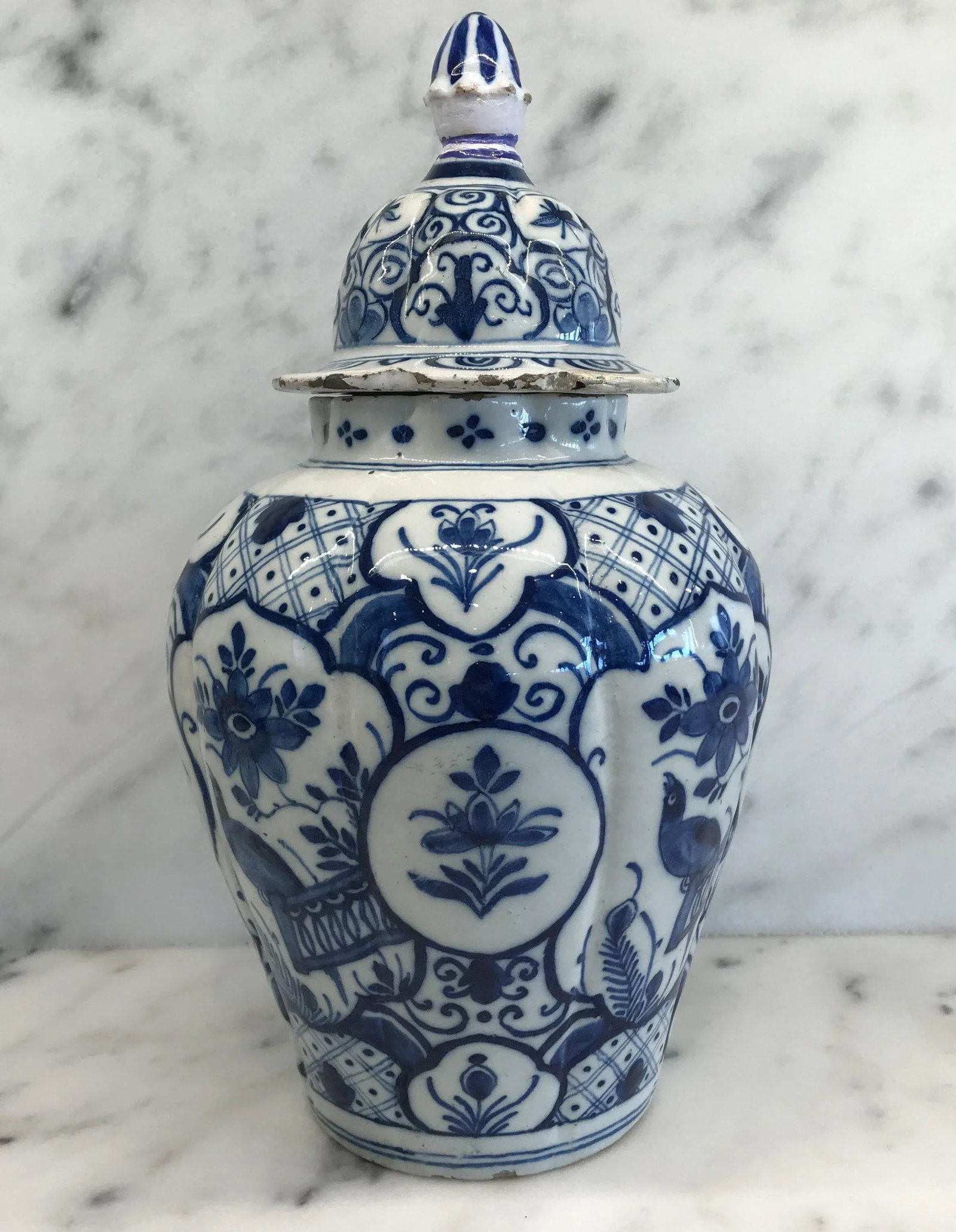 Delft Blue and White Vase With Top - 12