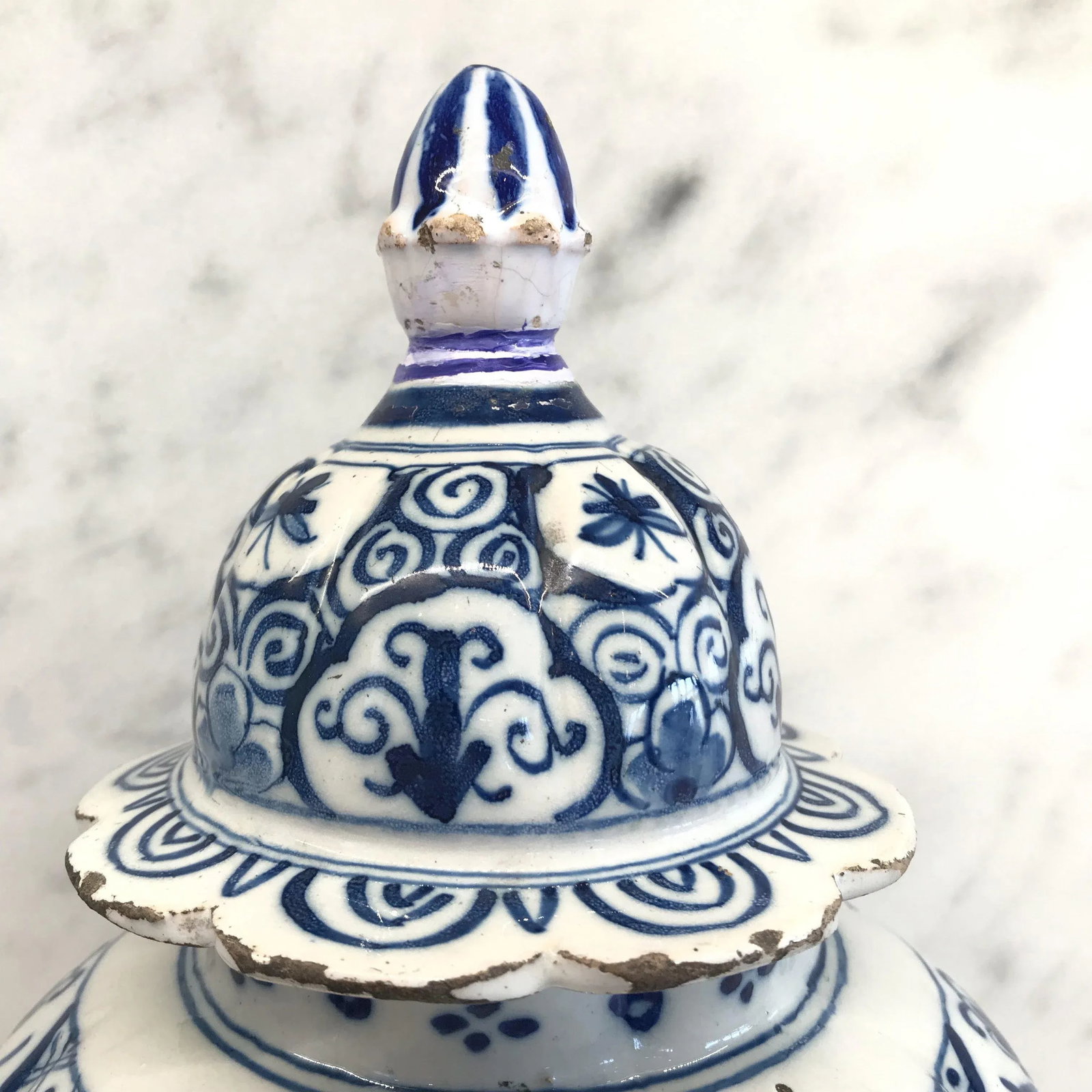 Delft Blue and White Vase With Top - 3