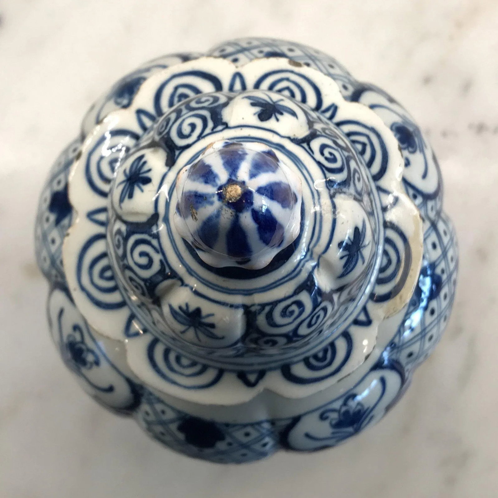 Delft Blue and White Vase With Top - 4