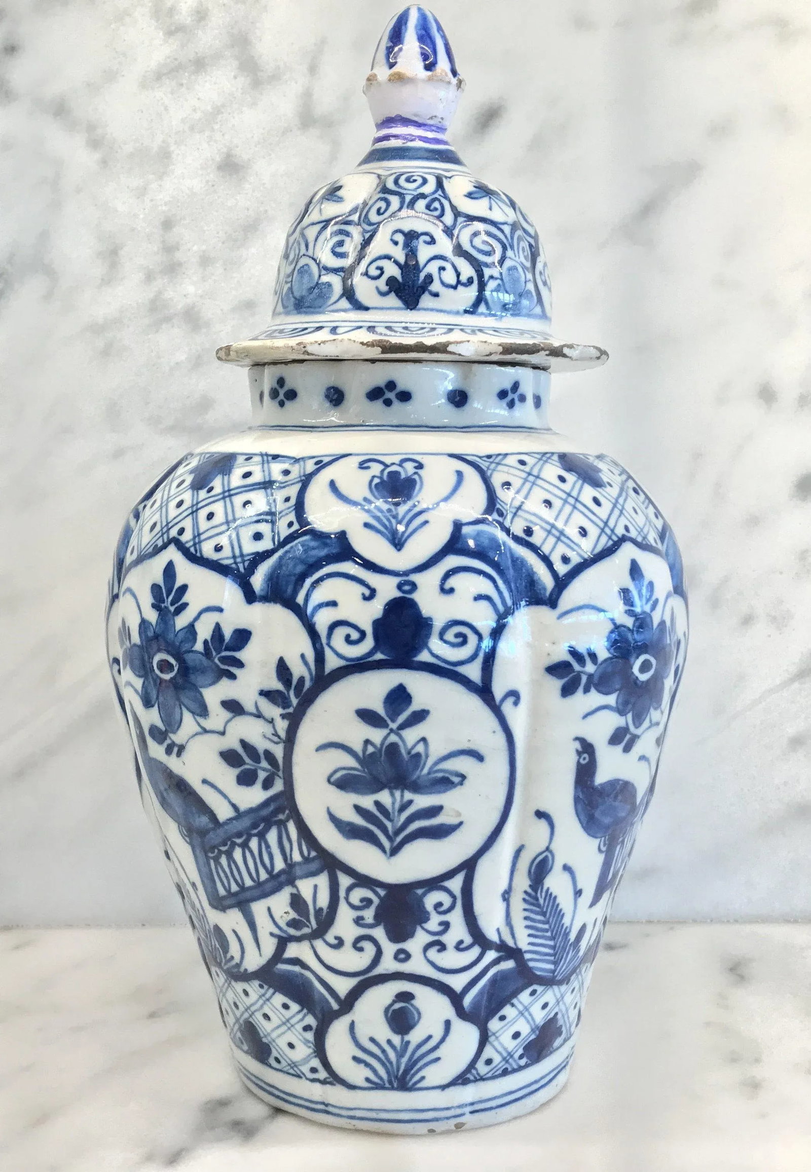 Delft Blue and White Vase With Top - 6