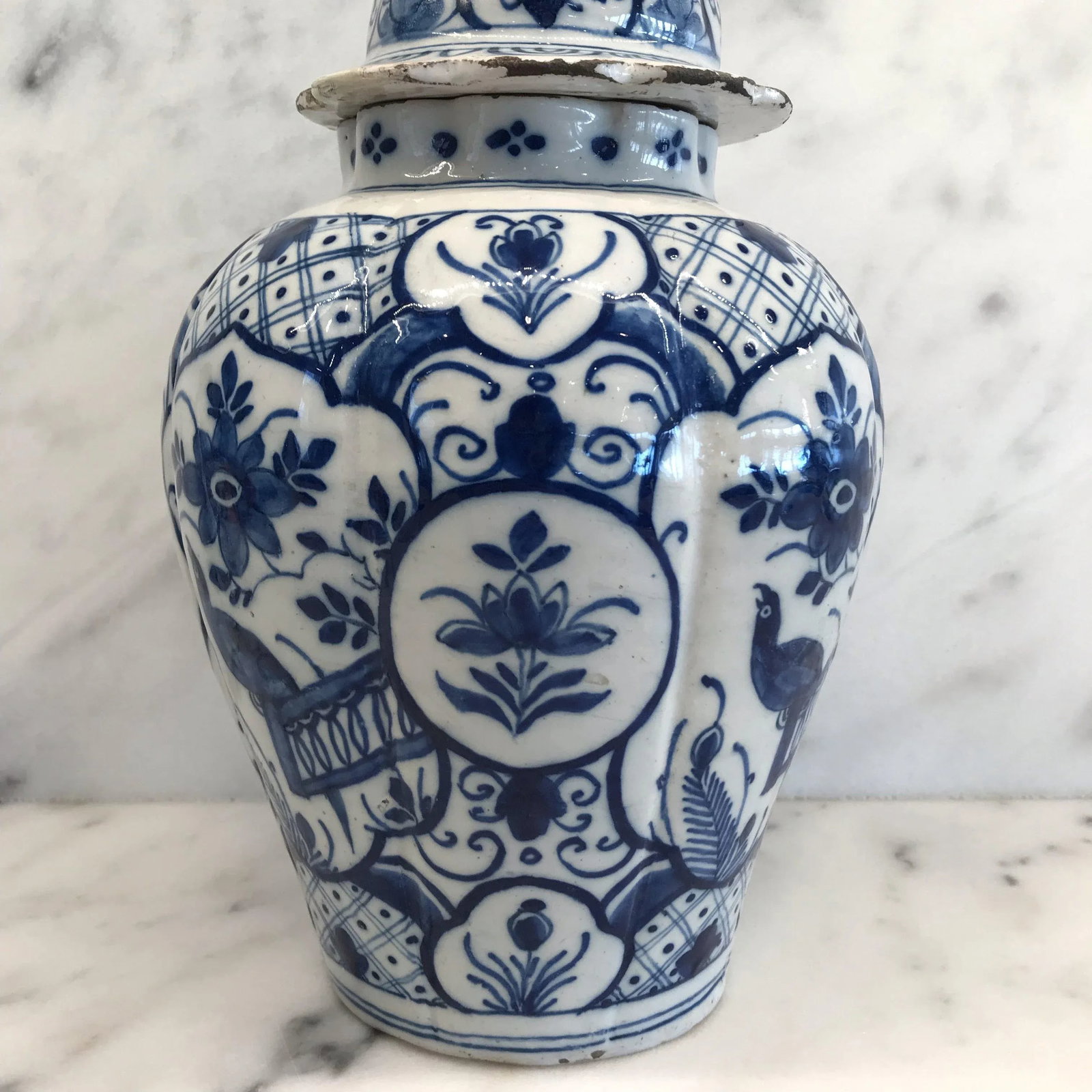 Delft Blue and White Vase With Top - 7