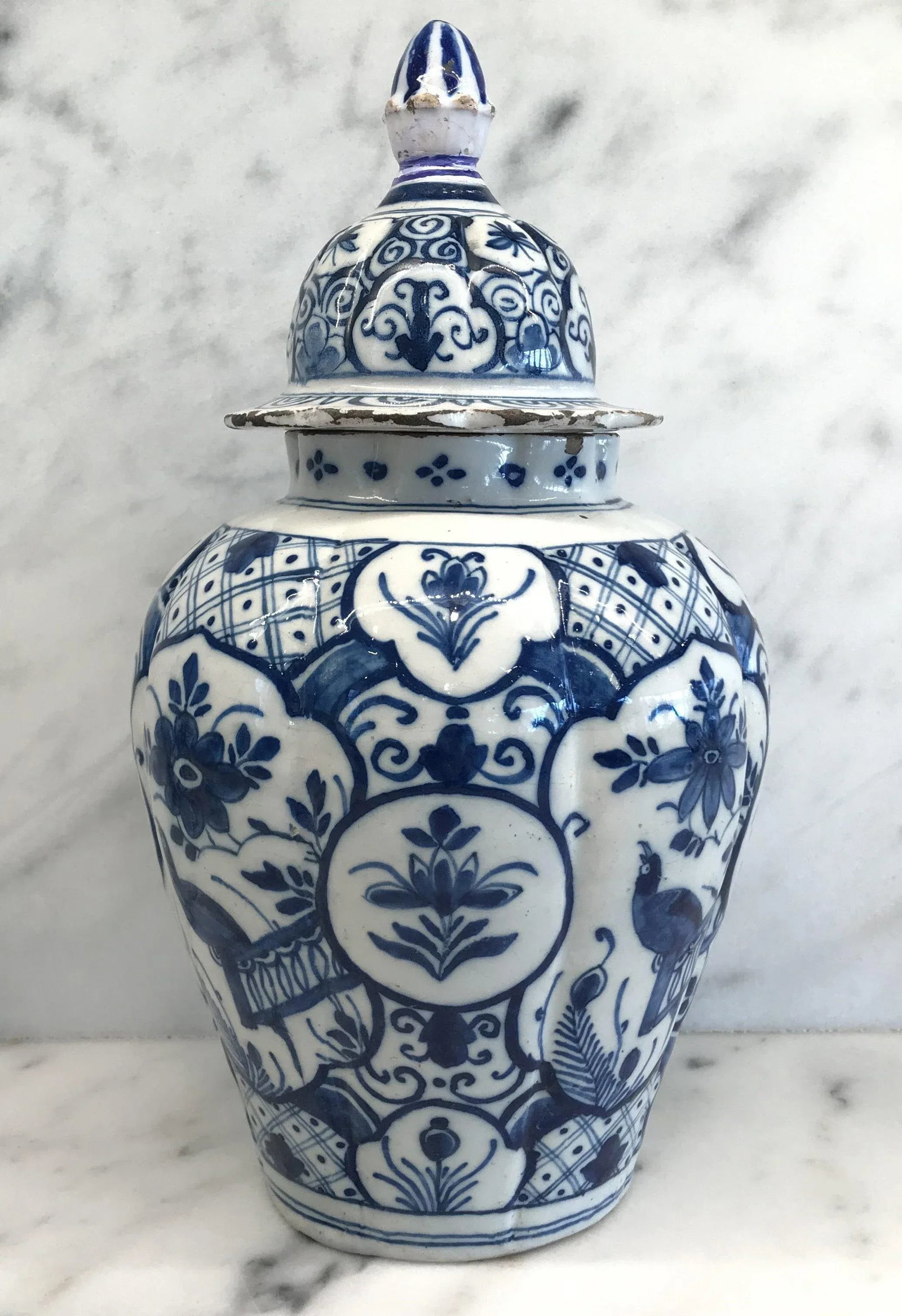 Delft Blue and White Vase With Top - 9