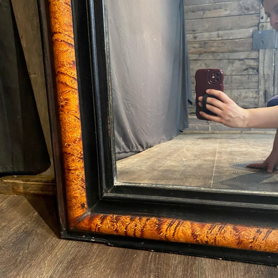 Antique French Louis Philippe Faux Painted Mirror - 5