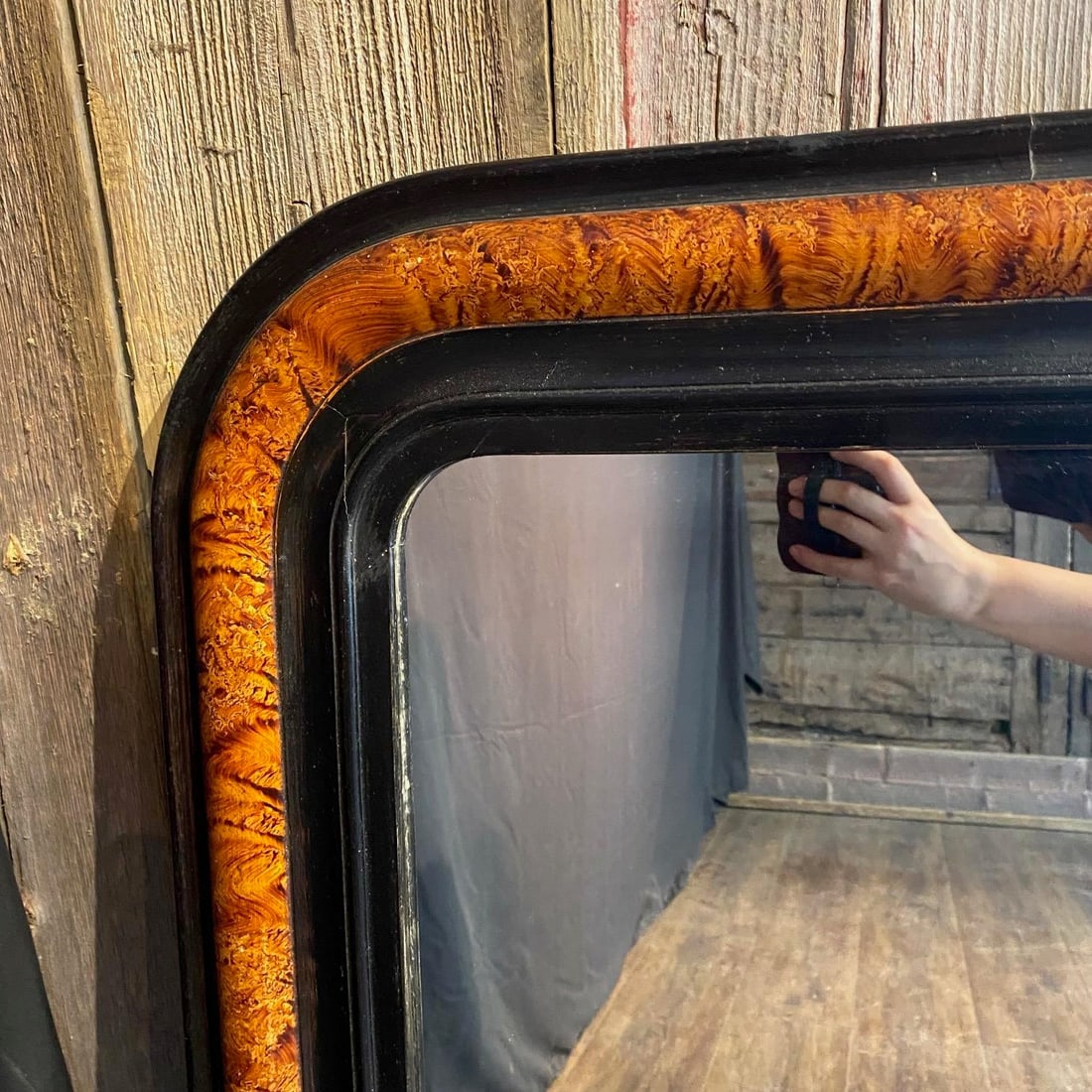 Antique French Louis Philippe Faux Painted Mirror - 6